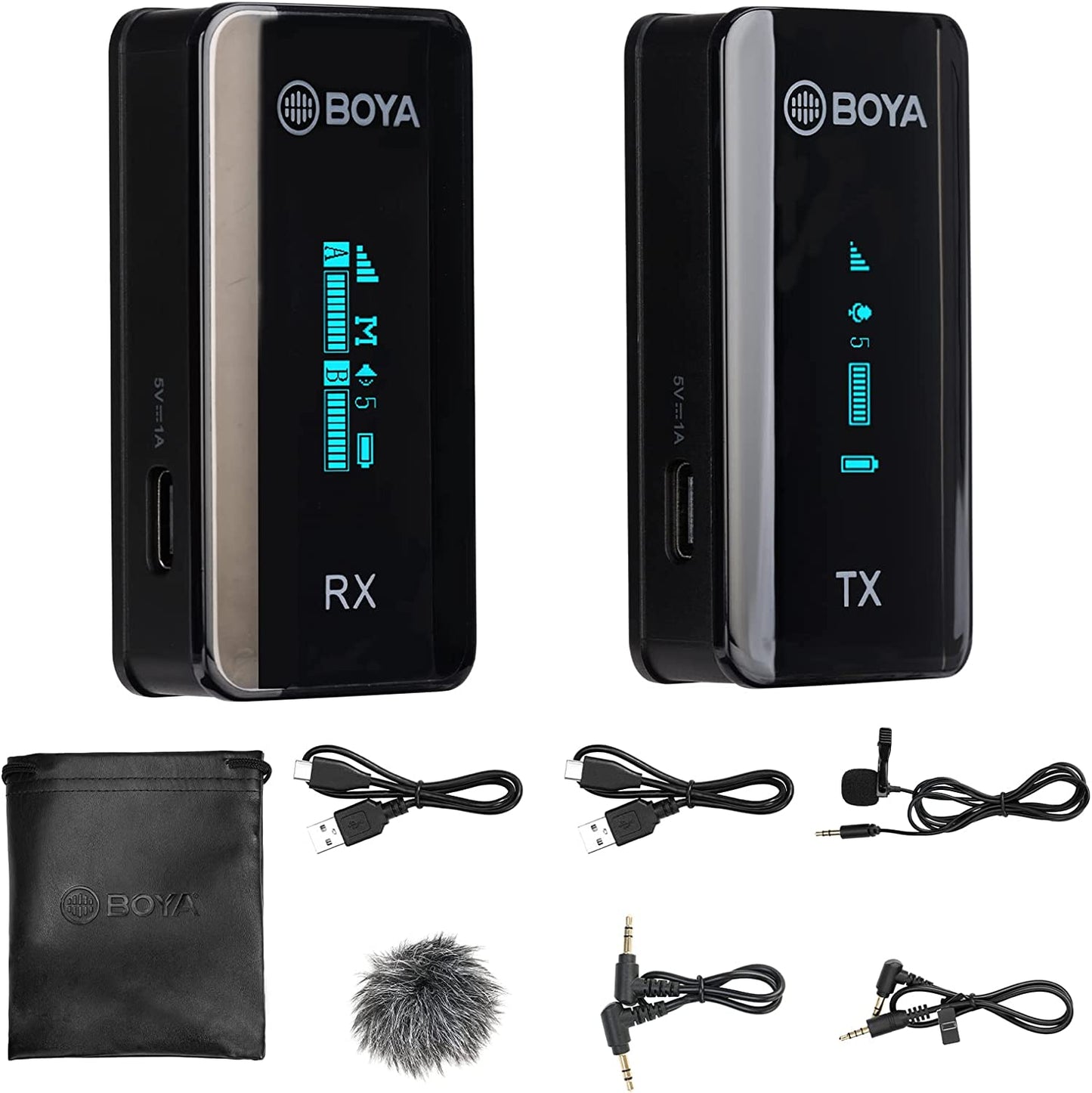 BOYA BY-XM6-S2 Wireless Lavalier Microphone, with OLED, 328Ft Range, 2.4Ghz Dual Lapel Wireless Microphone for Phone Camera PC Video Recording Interview Vlog Live Stream (2 TX+1 RX)  BOYA BY-XM6-S1  