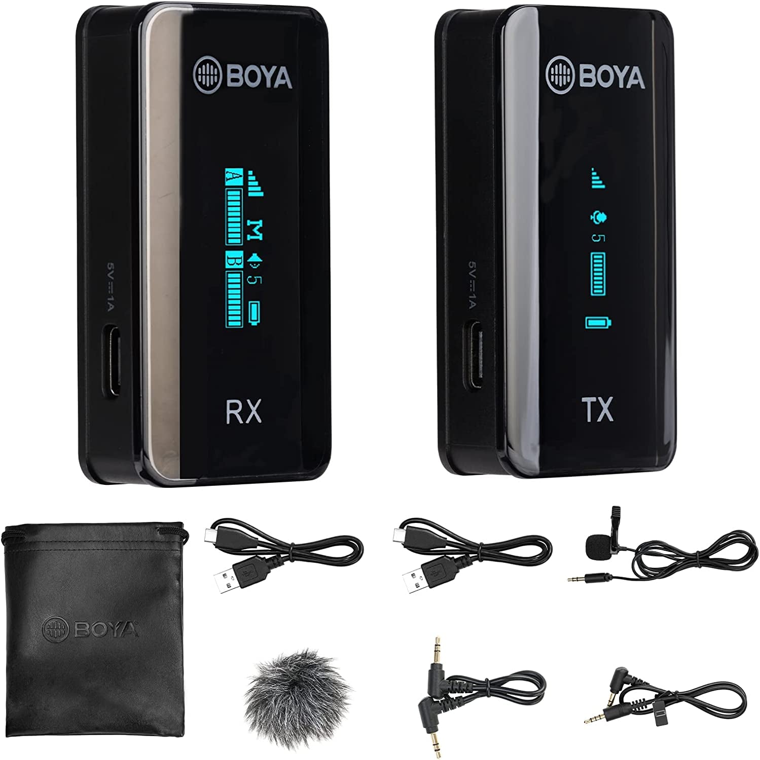 BOYA BY-XM6-S2 Wireless Lavalier Microphone, with OLED, 328Ft Range, 2.4Ghz Dual Lapel Wireless Microphone for Phone Camera PC Video Recording Interview Vlog Live Stream (2 TX+1 RX)  BOYA BY-XM6-S1  