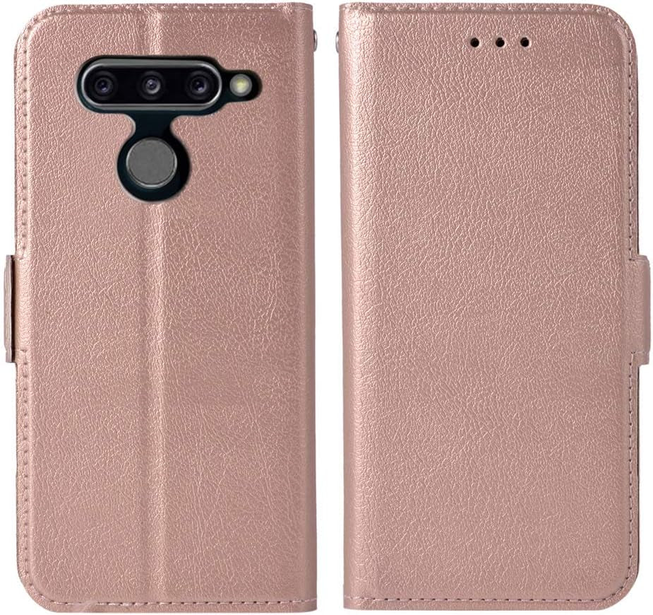 Phone Case for LG V40 Thinq Folio Flip Wallet Case,Pu Leather Credit Card Holder Slots Full Body Protection Kickstand Hard Hybrid Protective Phone Cover for LGV40 Storm V 40 Thin Q V40Thinq Rose Gold  WWAAYSSXA   