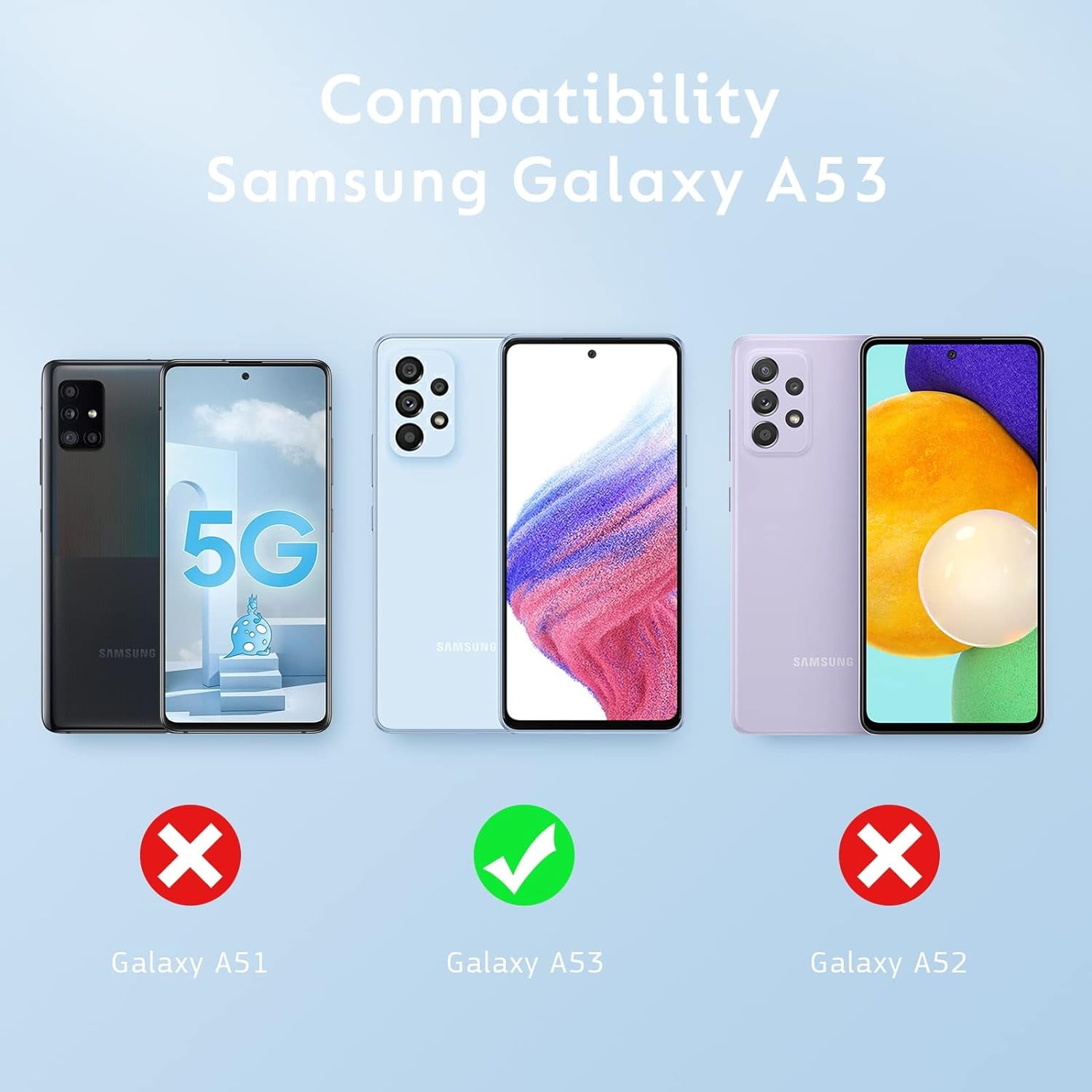 OUBA Galaxy A53 5G Case, Rubber Slim Thin Flexible Clear TPU Shock-Absorbing Corners Anti-Scratches Lightweight Gel Soft Silicone Protective Case Cover for Samsung Galaxy A53 5G - Clear  OUBA   