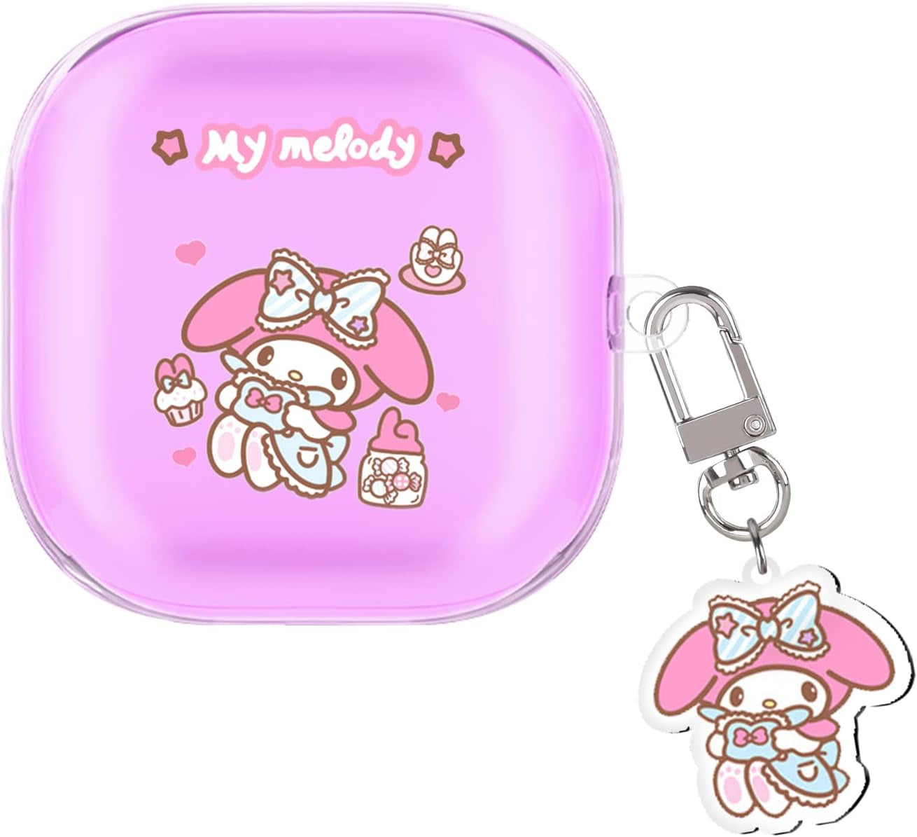 Cute Rabbit Case Compatible with Beats Fit Pro Clear Case with Kawaii Strawberry Bunny Keychain for Women Girls Kids Soft Silicone Anime Cover for Beats Fit Pro  CameCosy Melody  