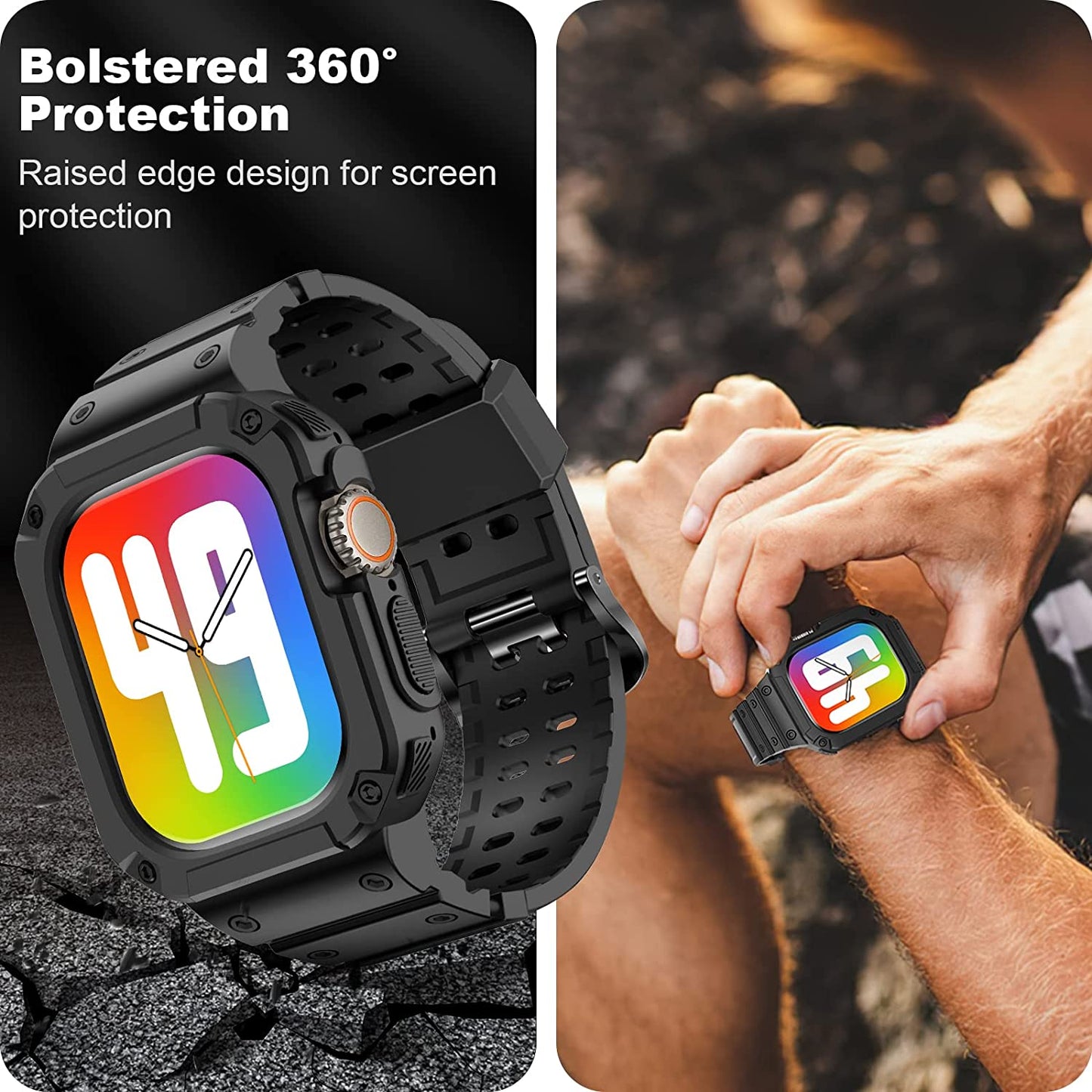 XYF Compatible for Apple Watch Ultra Band 49Mm 45Mm 44Mm 42Mm 41Mm 40Mm 38Mm with Case for Men Women, Shockproof Durable Sport Rugged Case Band for Iwatch SE Series 8 7 6 5 4 3 2 1  XYF   