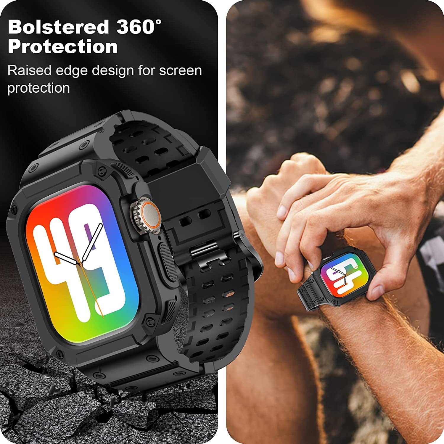 XYF Compatible for Apple Watch Ultra Band 49Mm 45Mm 44Mm 42Mm 41Mm 40Mm 38Mm with Case for Men Women, Shockproof Durable Sport Rugged Case Band for Iwatch SE Series 8 7 6 5 4 3 2 1  XYF   