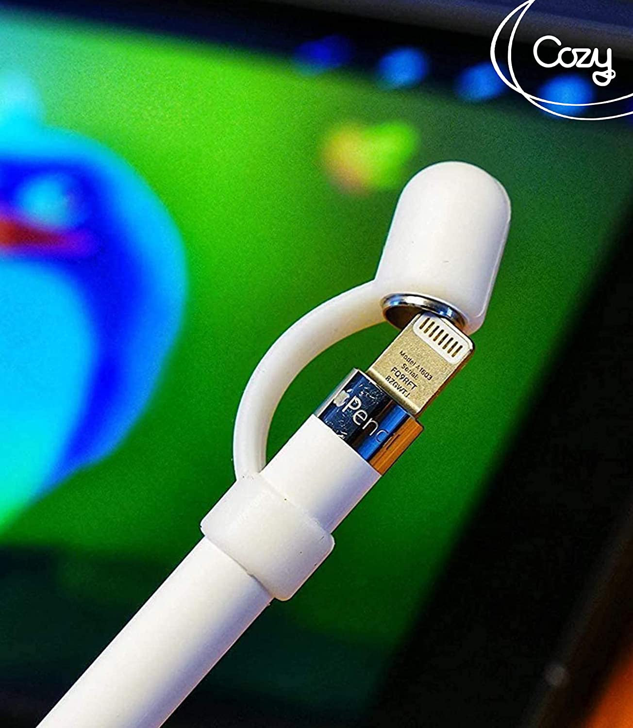 Pencilcozy for Apple Pencil Accessories | Cap Replacement and Holder, Protective Cover & Tether Prevents Damage, Works with Apple Ipad Pro Apple Pencil Gen 1 (Cap Included) (White)  Cozy Industries   