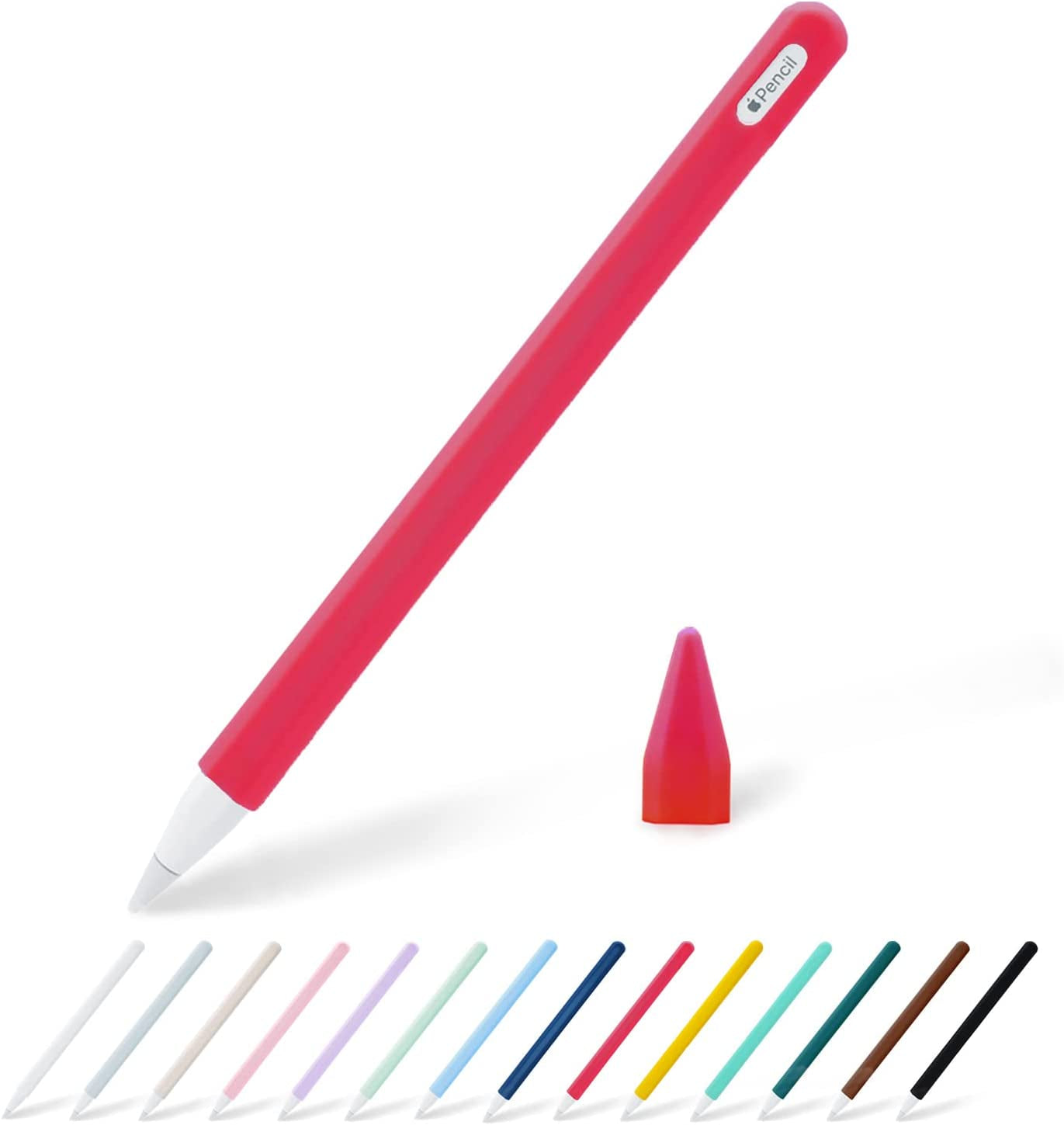 KELIFANG Silicone Case Sleeve Cover Compatible Apple Pencil 2Nd Generation, Cute Pink Protective Skin Holder Grip and Tip Cap Accessories Compatible Ipad Pro 11 12.9 Inch  KELIFANG Rose  