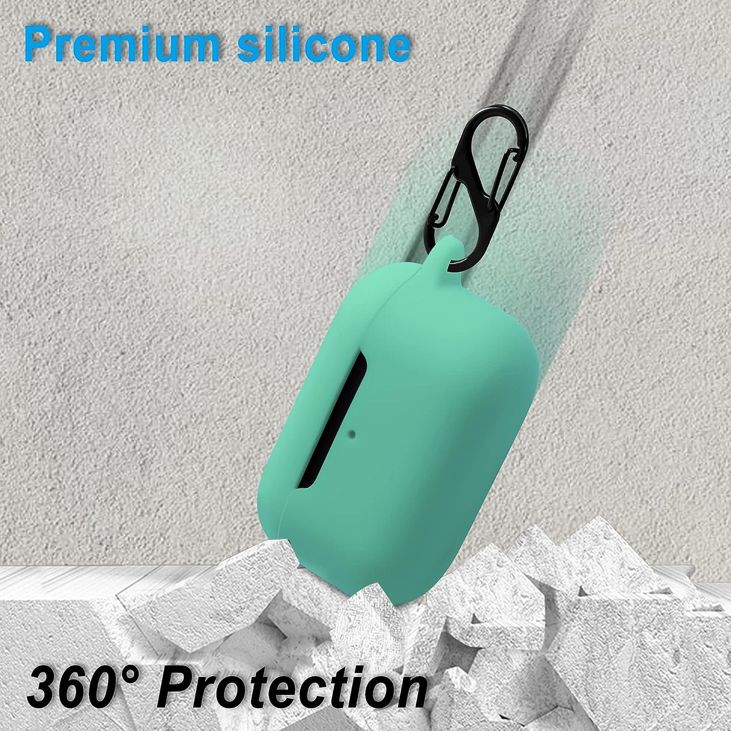 Geiomoo Silicone Carrying Case Compatible with Echo Buds 2Nd Gen, Portable Scratch Shock Resistant Cover with Carabiner (Teal)  Geiomoo   