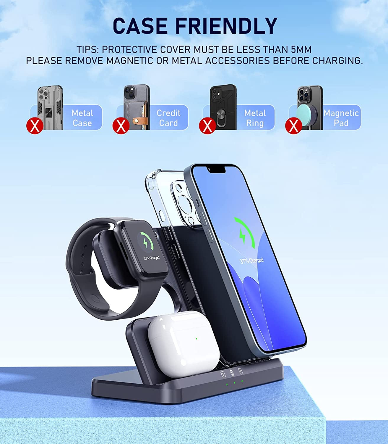 3 IN1 Wireless Charging Station Apple,20W Fast Wireless Charger Stand, Iphone Wireless Charger Station Dock for Iphone14-11/Pro/Max/Mini/X/Xr/8/Plus,Airpods Pro/3/2,Apple Watch Series (18W Adapter)  Fulldepot   