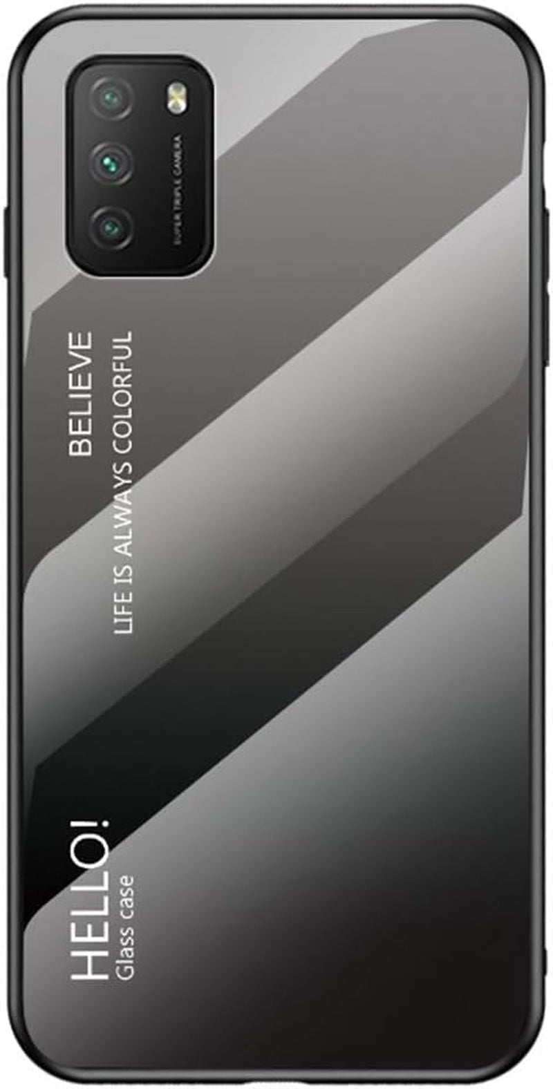 Hicaseer Xiaomi Poco X3 Case,Anti Scratch Gradient Glass Case Back Cover Soft TPU Silicone Shockproof Case for Xiaomi Poco X3 -Purple  Hicaseer Grey+Black Xiaomi Poco M3 6.53" 