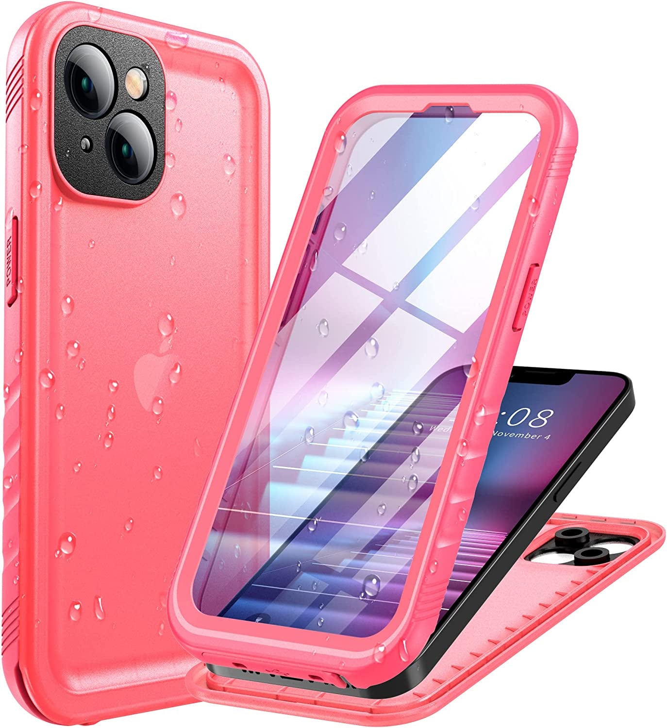 Cozycase Compatible with Iphone 14 plus Waterproof Case - Full Body Shockproof Dustproof Dropproof Built in Screen Protector Rugged Waterproof Case for Iphone 14 plus 6.7 Inch Pink  Cozycase Pink Iphone 14（6.1''） 