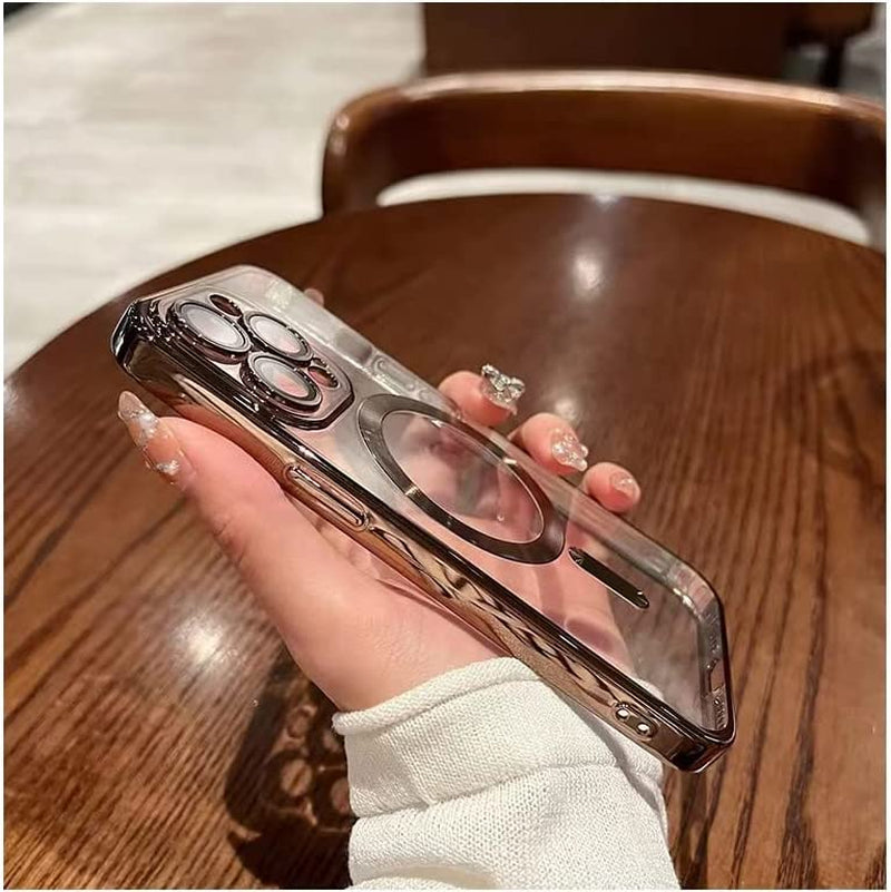 Misscase Iphone 14 Pro Magsafe Case with Camera Lens Protector, Full Protection Clear Magnetic Anti-Scratch Cover - Gold  Misscase   