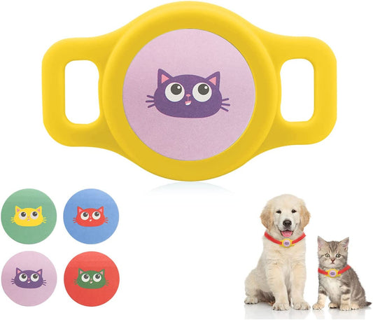 Funincrea Airtags Cover for Dog Collar, Anti-Scratch Anti-Lost Airtag Case with 4Pcs Pet Nameplate Tags Soft Silicone Airtag Holder Suitable for Airtag 2021 for Dog and Cat (Yellow)  FuninCrea   