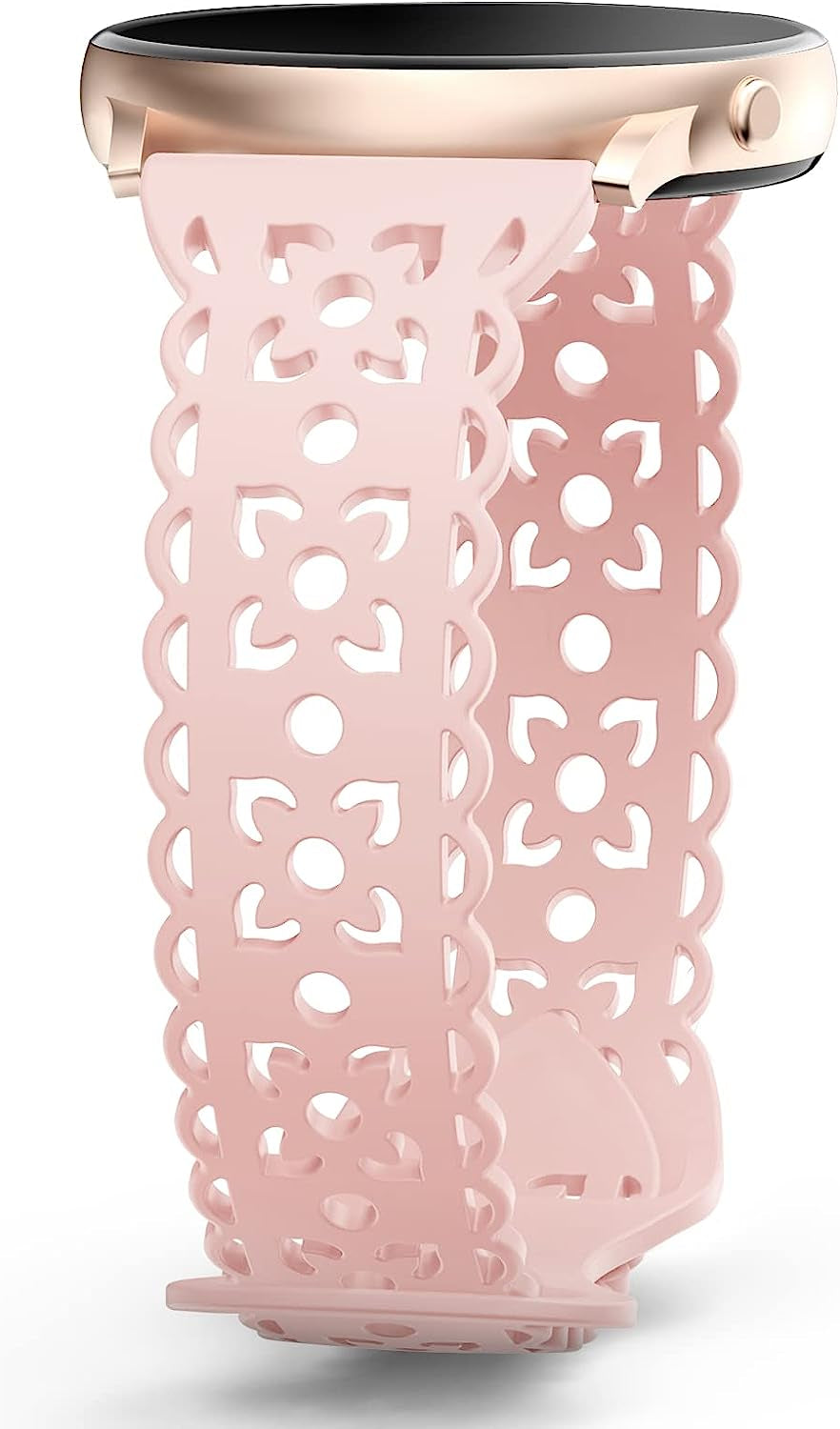 20Mm Lace Silicone Band Compatible with Samsung Galaxy Watch 4 Band 40Mm 44Mm,Galaxy Watch 4 Classic Band 42Mm 46Mm,Galaxy Watch 5 Bands,Slim Sport Strap Replacement Band for Galaxy Watch 4/5 Women  HEARTBOOM Dark Pink 20MM 