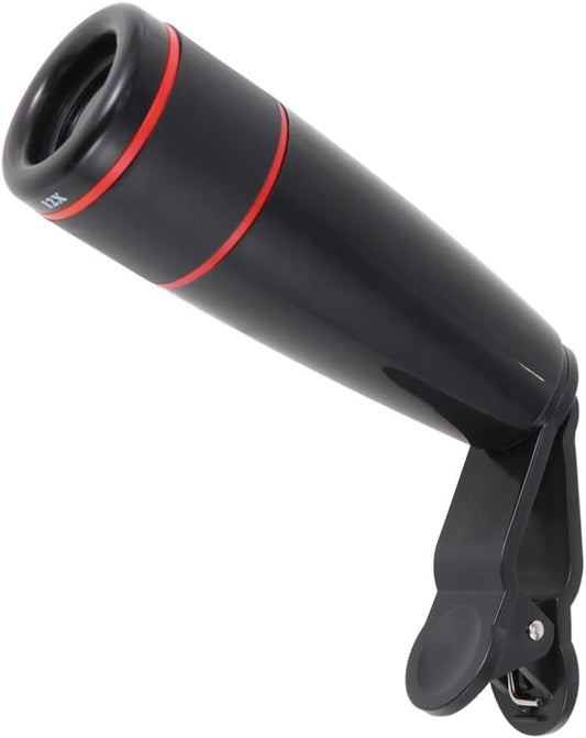 Hemobllo Fisheye Lens Cell Phone Camera Lens- 12X Zoom Phone External Lens, Smartphone Lens Phone Camera Zoom Lens, Lens Attachment Camera Lens for Cell Phone (Black) Fisheye Lens Monoculars  Hemobllo   