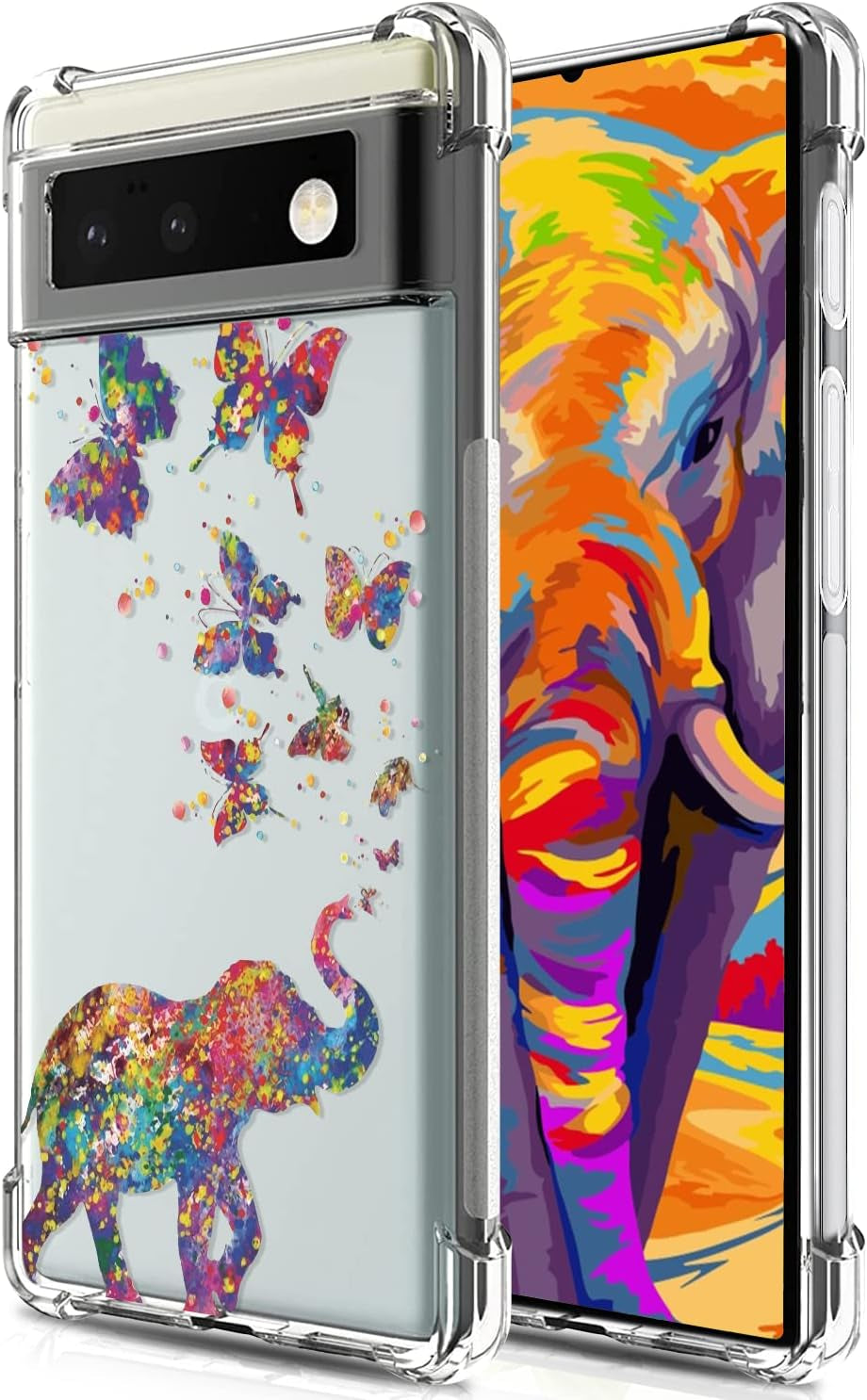 BEIMEITU for Google Pixel 6 Clear Case Kids Cute Cat Colored, Women Girls Kids Cartoon Cat Pattern Lovely Case Cover, Shockproof Protect Girly Phone Case for Google Pixel 6 6.4"  BEIMEITU Elephant Butterfly For Pixel 6 