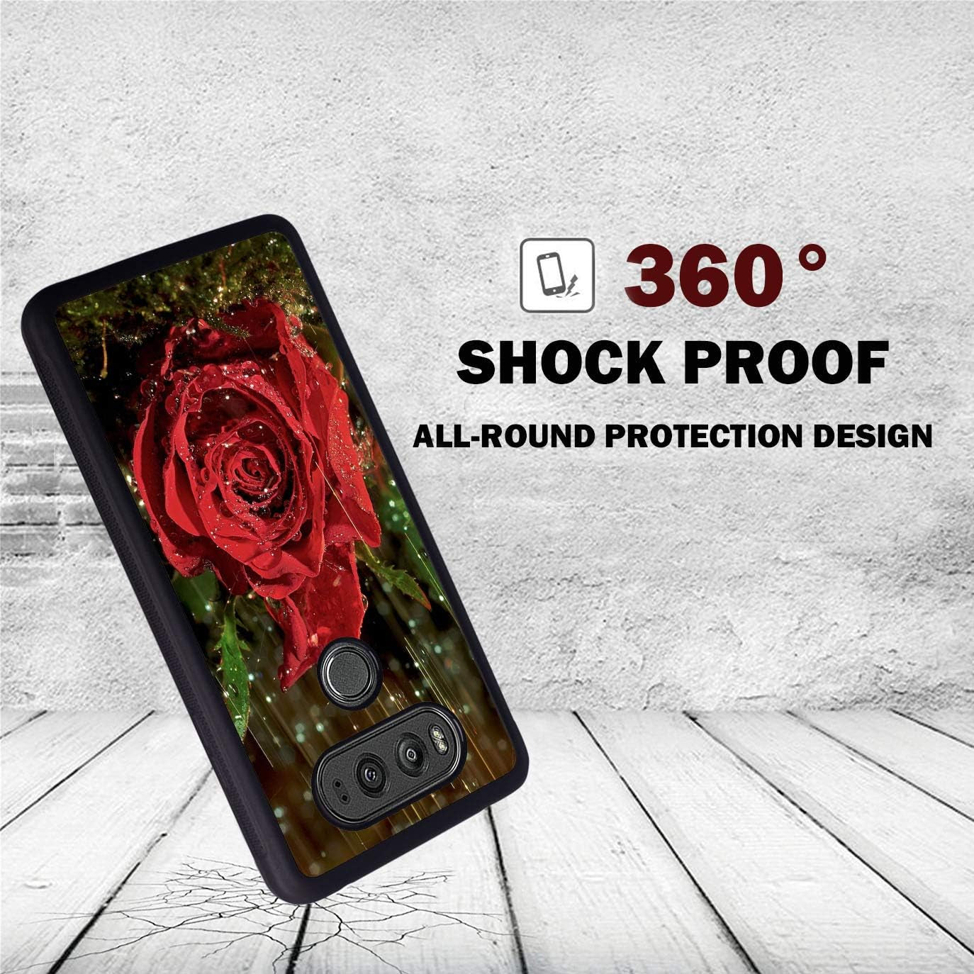 Case for LG V30/LG V30 Plus/Lg V30S/Lg V35/LG V35 Thinq, BWOOLL Slim Anti-Scratch Rubber Protective Case Cover for LG V30 - Red Rose in the Rain  BWOOLL   