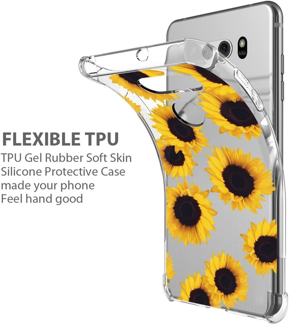 Yerebel Case for LG V30/V30S Thinq/V35 Thinq/V30+/V30 plus Case, US998 Cute Case, Clear Flexible Bumper TPU Soft Rubber Silicone Cover Phone Case for LG V30 (Sunflower)  Yerebel   
