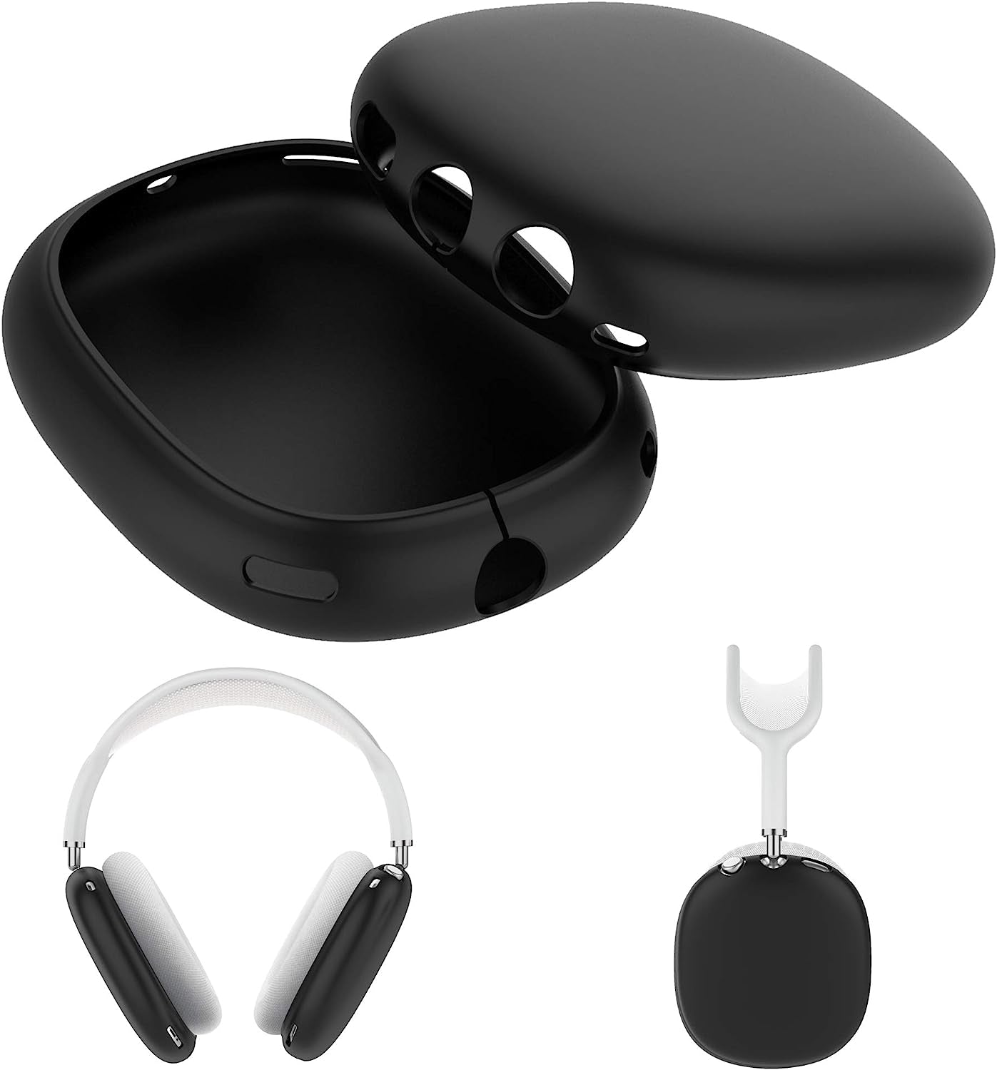 Fitturn Earpads Cover Case Compatible with Airpod Max Wireless Headphone, Silicone Anti-Scratch Protective Case for Airpod Max, Earcup Protectors Enrich Color & Prevent Earphones from Bumping (White)  FitTurn Black  