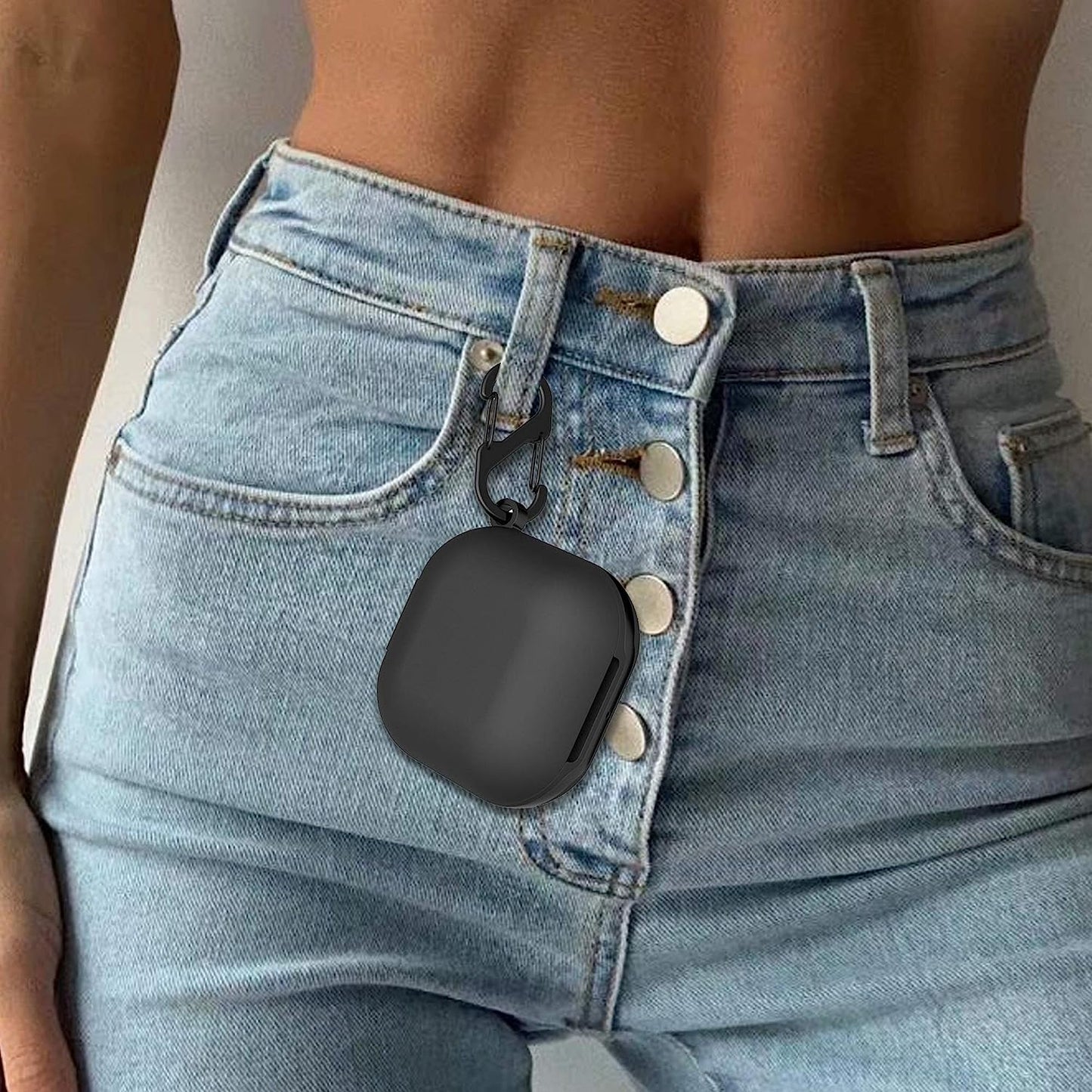 Naomo Compatible with Galaxy Buds Pro/Galaxy Buds Live Silicone Carrying Case, Portable Scratch Shock Resistant Cover (Buds Live/Black)  Naomo   