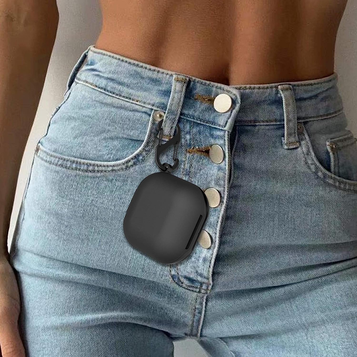 Naomo Compatible with Galaxy Buds Pro/Galaxy Buds Live Silicone Carrying Case, Portable Scratch Shock Resistant Cover (Buds Live/Black)  Naomo   