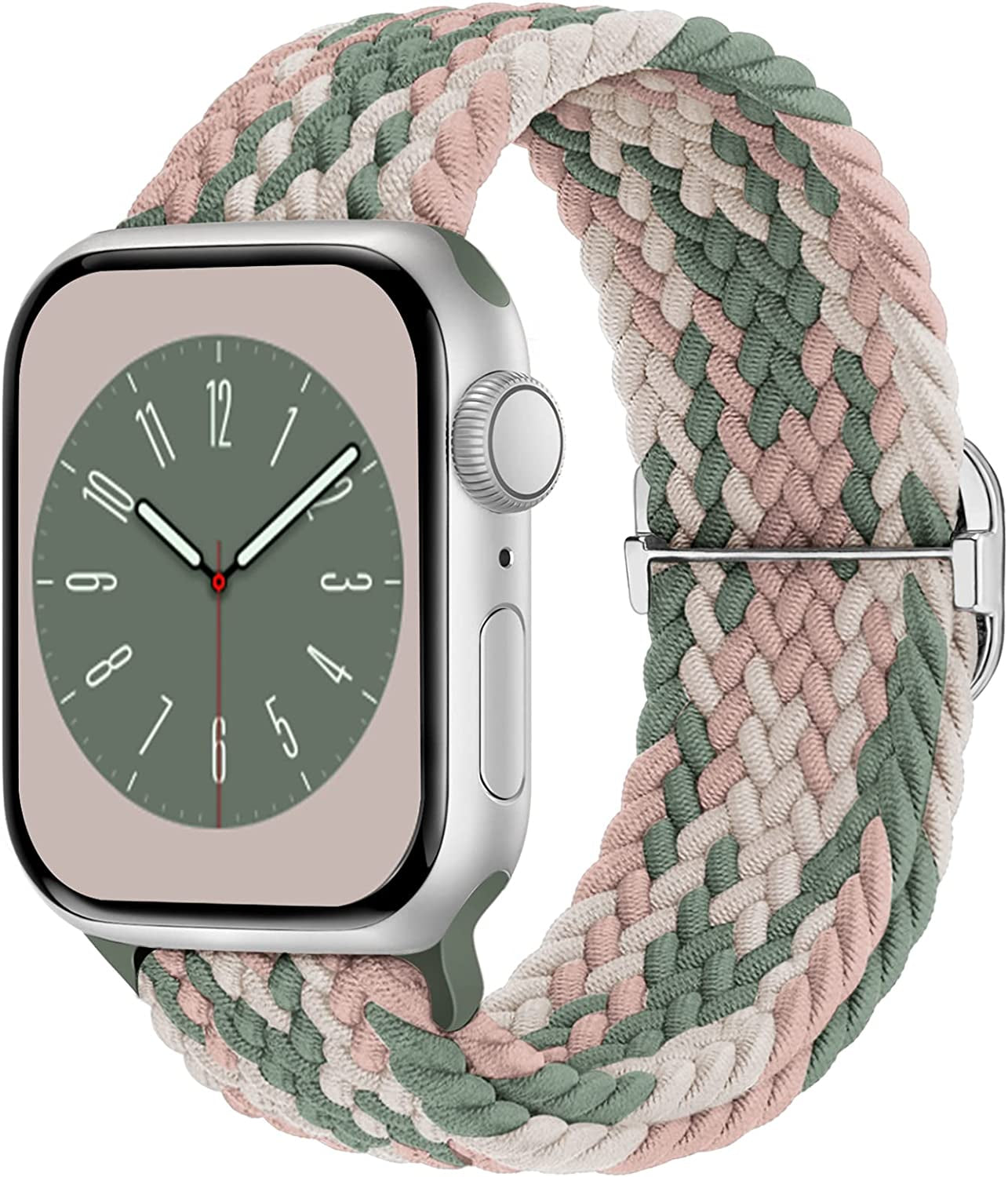 Braided Solo Loop Compatible with Apple Watch Band 38Mm 40Mm 41Mm 42Mm 44Mm 45Mm 49Mm for Women Men, Stretchy Straps Elastic Sport Wristbands for Iwatch Series 8 7 6 5 4 3 2 1 SE Ultra  Butifacion Pink-Starlight-Cactus 38/40/41mm 