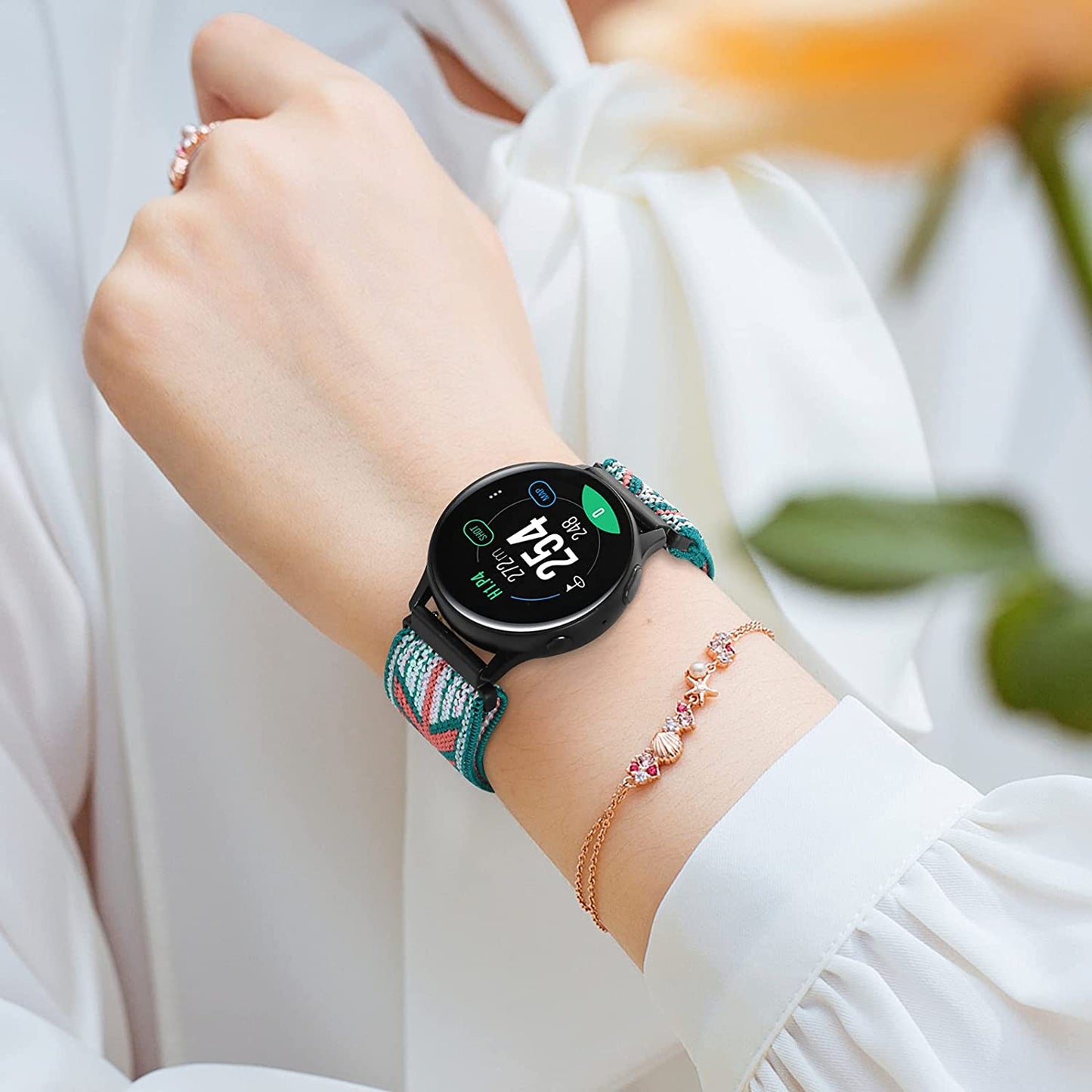 5 Pack Stretchy Nylon Watch Bands Compatible with Samsung Galaxy Watch Active 2 Bands 40Mm 44Mm/Active 40Mm/Galaxy Watch 3 41Mm/Galaxy Watch 42Mm/Gear S2/Galaxy Watch 4 Fabric 20Mm Wristband  MEULOT   