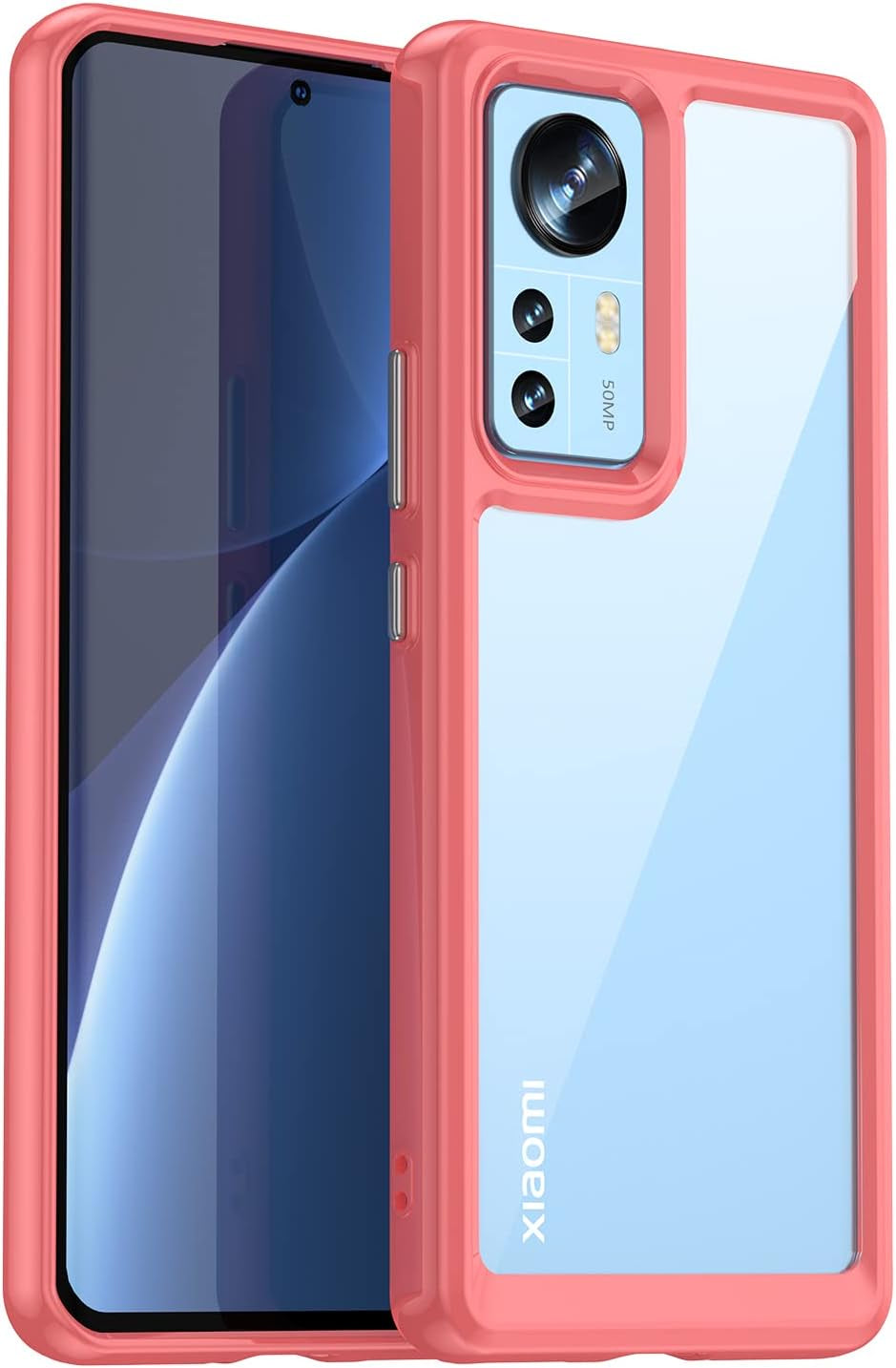 Zhuoopinn Case for Xiaomi Mi 12 Phone Case Slim Dropproof [Defend from Drop/Scratch/Slip/Fingerprint] Clear Acrylic Hard Back Soft TPU Bumper Hybrid Phone Cover for Xiaomi Mi 12-Crystal Black  Zhuoopinn Red  