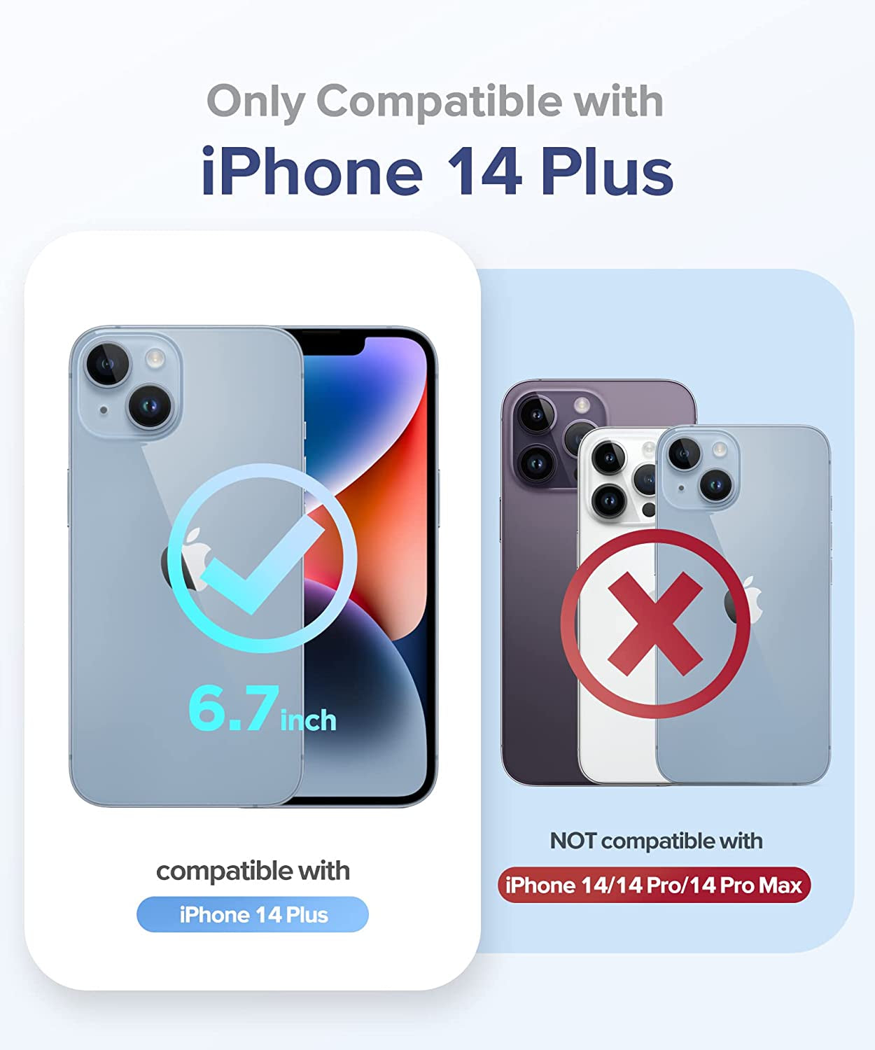 BERFY 5 in 1 for Iphone 14 plus Case Clear Glitter, with 2X Screen Protector + 2X Camera Lens Protector [Non-Yellowing] Cute Sparkle Bling Hard Shockproof Phone Case for Women Girls 6.7", Clear Blue  BERFY   