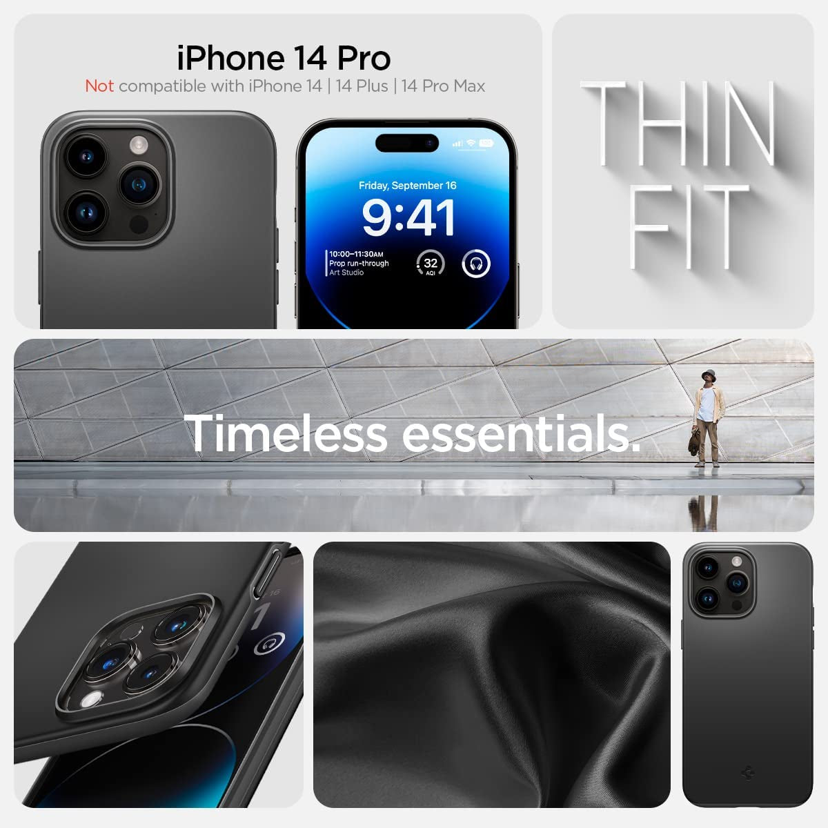 Spigen Thin Fit Designed for Iphone 14 Pro Case (2022) - Black  Spigen   