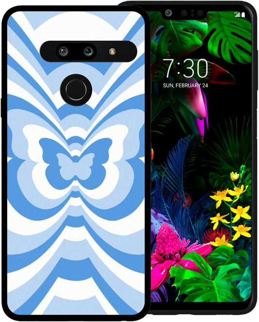 Zaztify Phone Case for LG G8 Thinq, Blue Butterfly Tunnel Center Coffee Latte Valentine Color Block Cute Pattern Shockproof Protective Anti-Slip Slim Soft Cover Shell  zaztify   