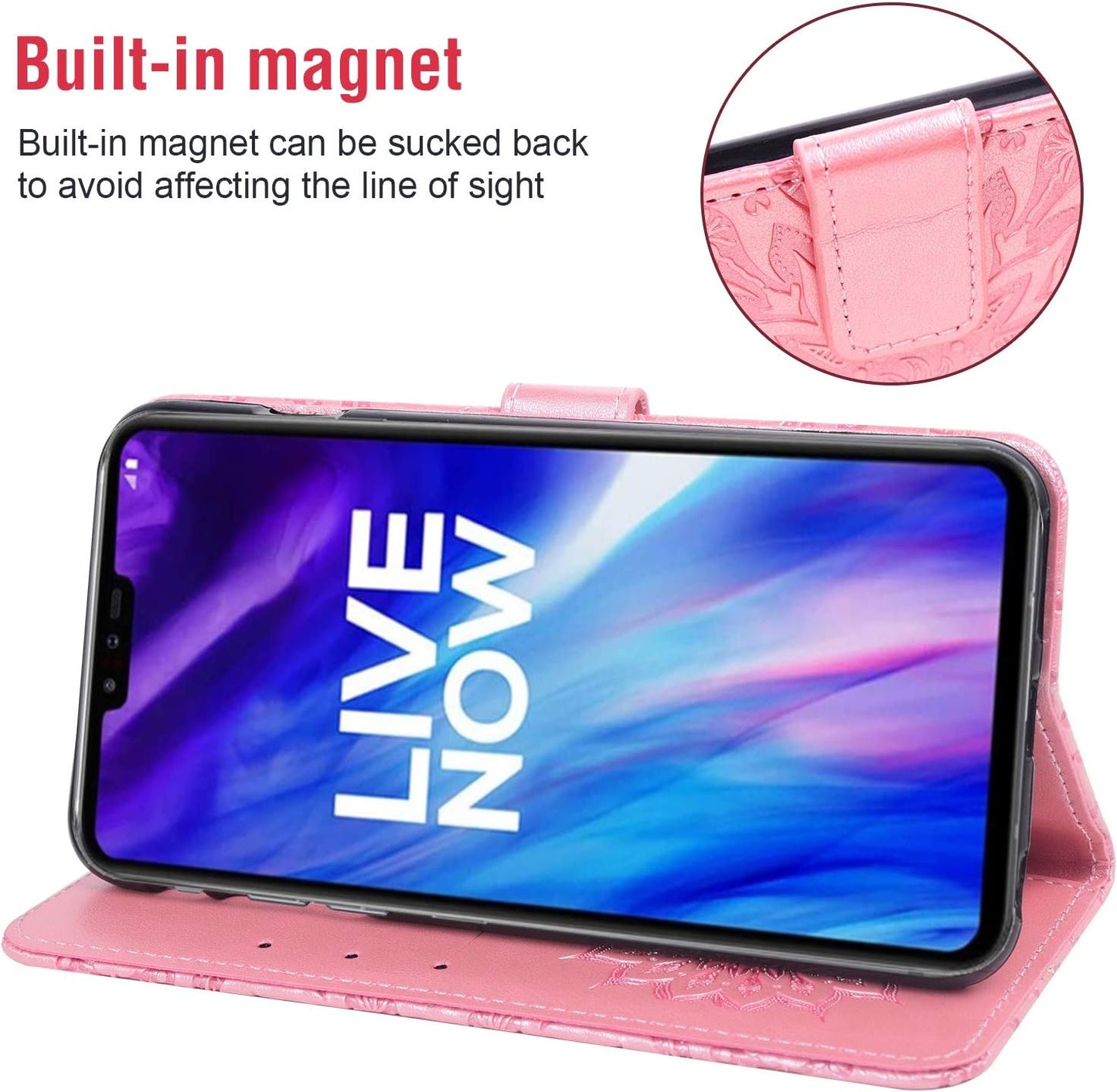 Phone Case for LG V40 Thinq Wallet Cases with Tempered Glass Screen Protector Leather Flip Cover Card Holder Stand Cell Accessories LGV40 Storm V 40 Thin Q V40Thinq LG40 40V 40Thinq Women Rose Gold  Asuwish   