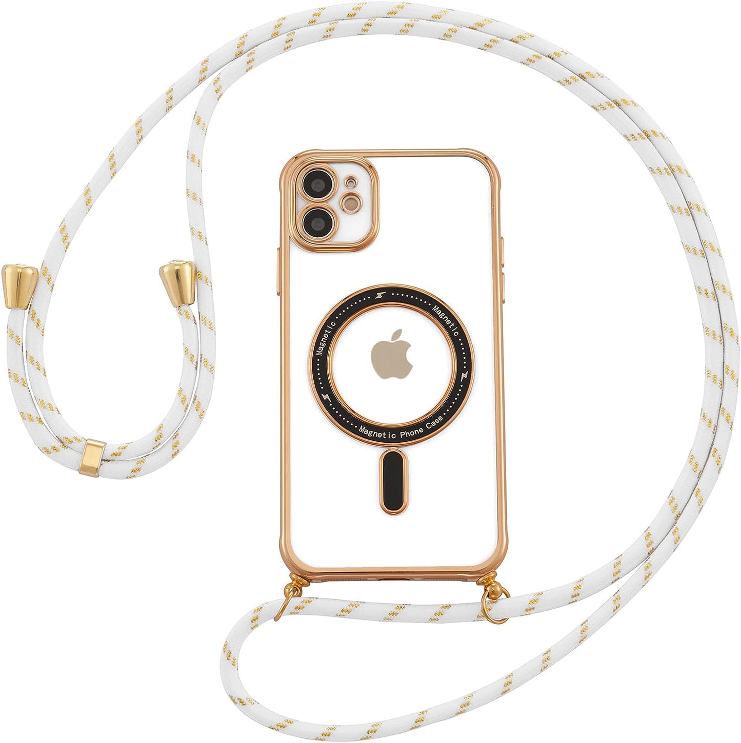ZCDAYE Magnetic Clear Case for Iphone 13, [Compatible with Magsafe] [Lens Protector] Crossbody Adjustable Neck Lanyard Phone Case Premium TPU Shockproof Cover for Iphone 13(6.1 Inches) - Sliver  ZCDAYE Gold Iphone 11 