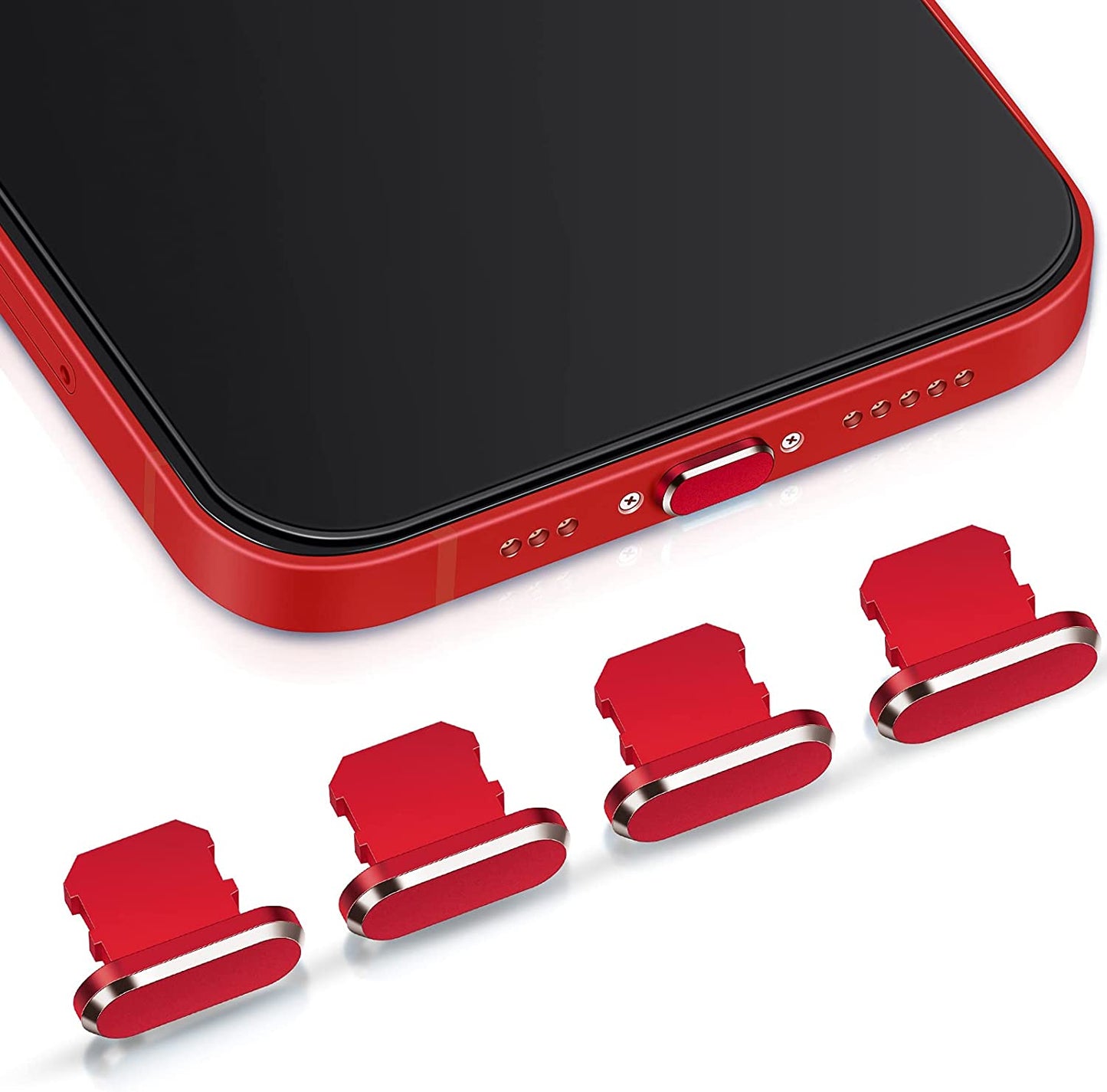 4 Pieces anti Dust Plugs Compatible with Iphone 11, Iphone 12 Protects Charging Dust Cover Compatible with Iphone 11, 12, Pro, Max/X/Xs/Xr, 7, 8 Plus, Ipad Mini/Air (Black)  Weewooday Red  