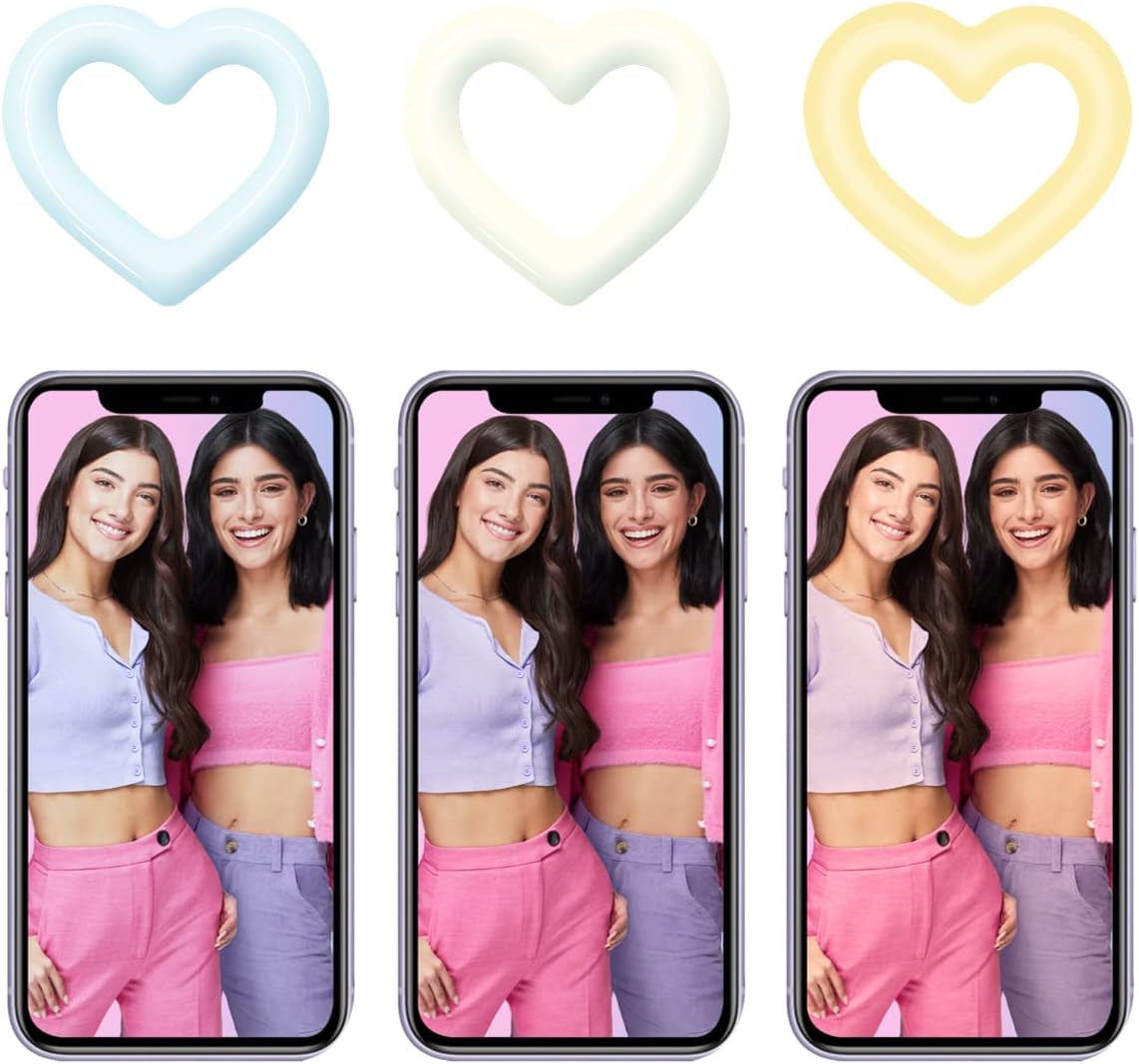 Dixie & Charli 6” Heart Shaped Color LED Ring Light Cell Phone Holder with Adjustable Gooseneck Phone Stand and Clip on Selfie Desk Clamp  Dixie & Charli   