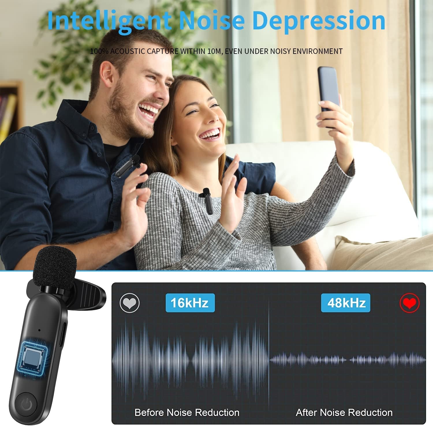 Oney World Wireless Lavalier Microphone, Lapel Mic, Suitable for Smartphone, Use It to Record Video, Live on Facebook, Tiktok, Youtube Platforms. Plug and Play with 2 Noise-Cancelling Microphones  Oney world   