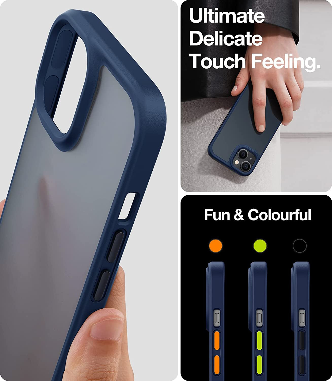 TORRAS Shockproof Designed for Iphone 14 Case [10FT Military Drop Protection][Sleek Premium Touch] Case for Iphone 14 Phone Cases with Translucent Back & Soft Edge Slim Silicone Cover, Navy Blue  TORRAS   