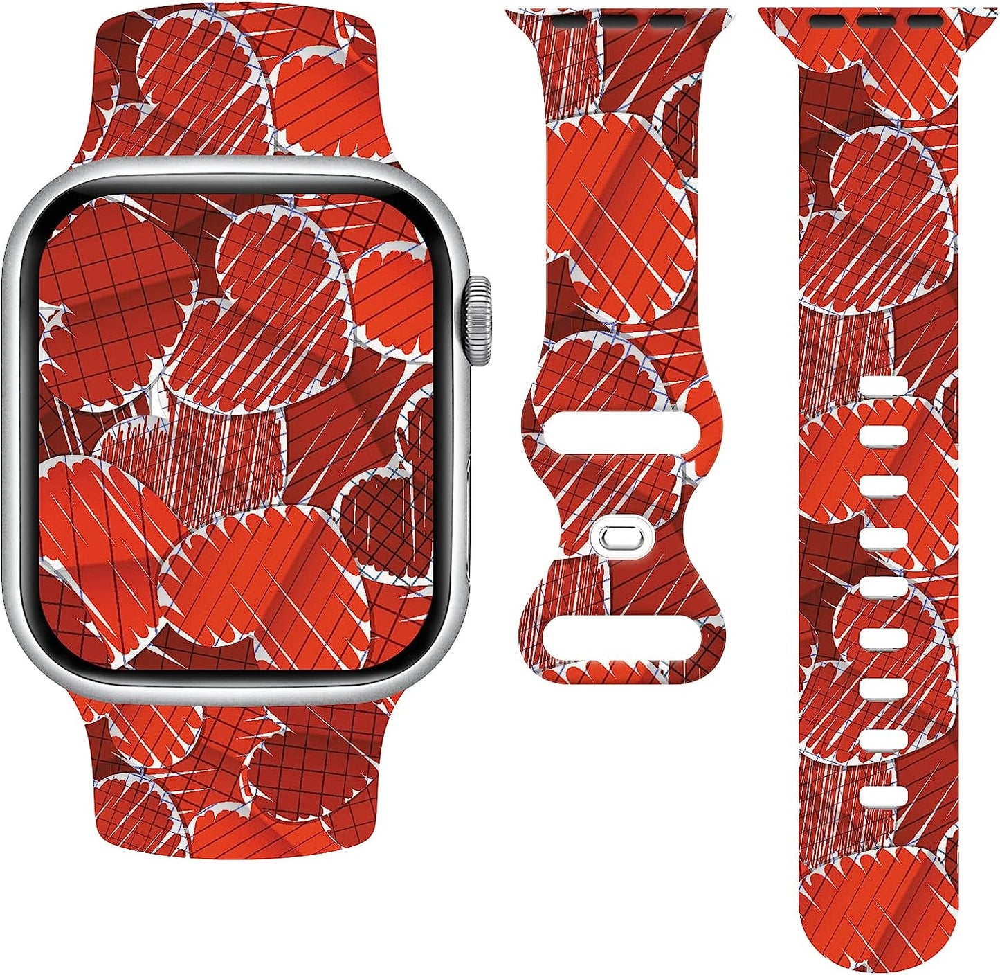 St. Patricks Day Watch Band Compatible with Apple Watch 38Mm 40Mm 41Mm 42Mm 44Mm 45Mm, Four Leaf Clover Shamrock Silicone Replacement Bands Wristbands Strap Compatible with All Iwatch Series  WANSENCE Valentine's Day-2 42mm/44mm/45mm 