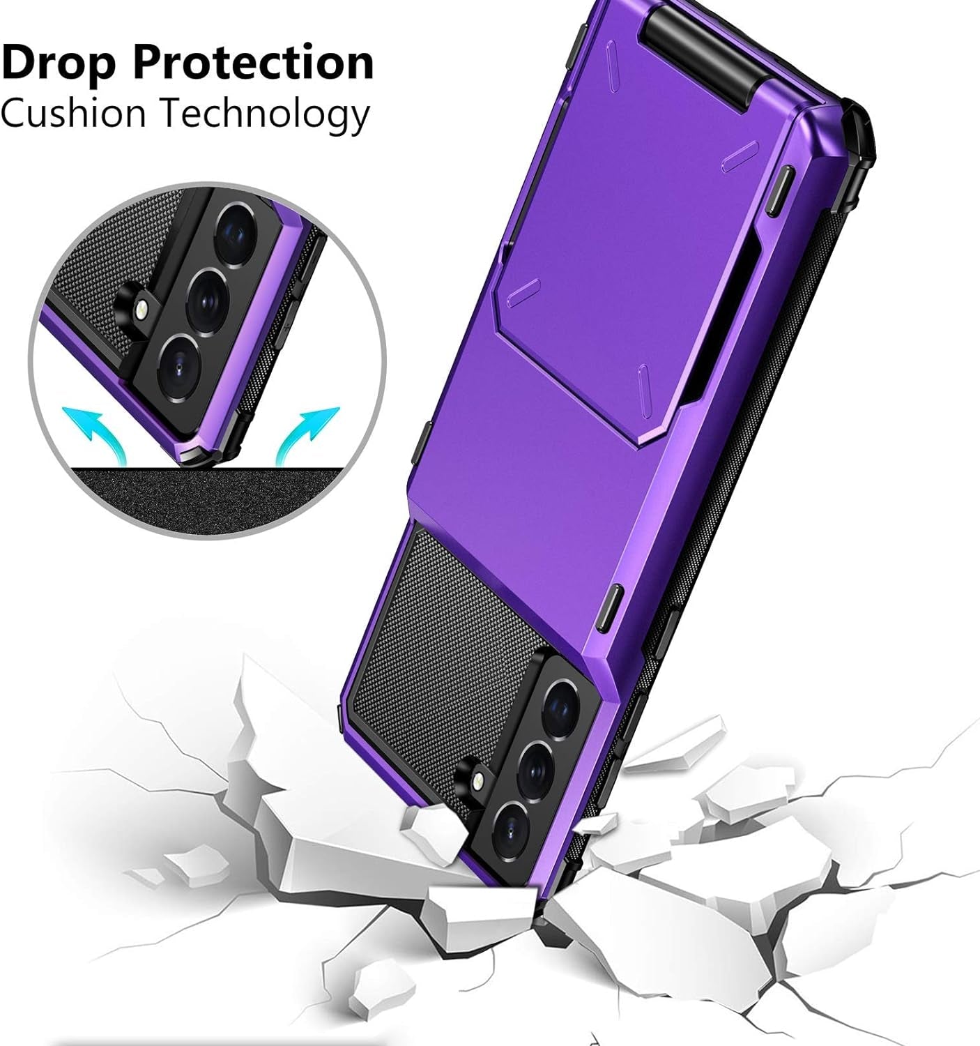 Vofolen for Galaxy S21 plus Case Wallet Credit Card Holder 4-Card Flip Cover ID Slot Back Hidden Pocket Dual Layer Protective Hybrid Hard Shell Bumper Armor Case for Samsung S21+ S21 plus 6.7 Purple  Vofolen   