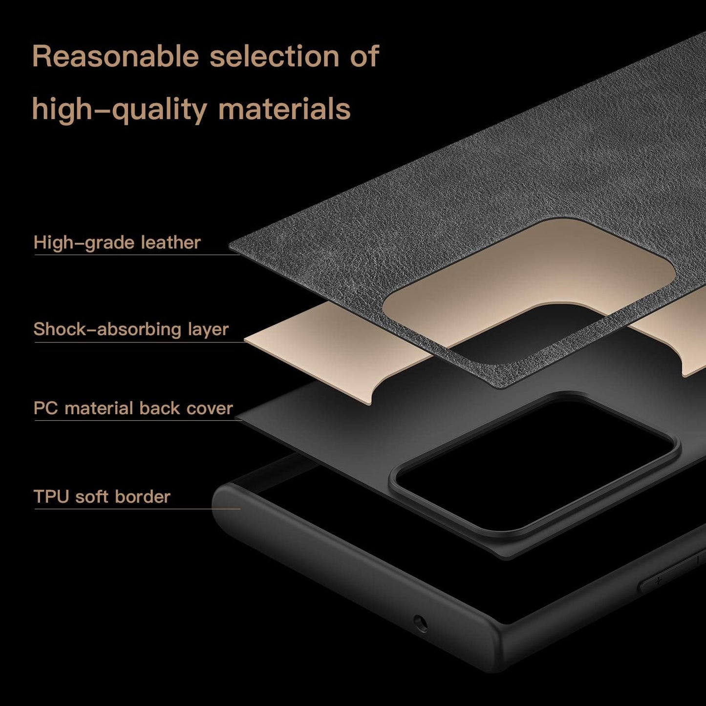 Kqimi Case for Samsung Galaxy Note 20 Ultra, Premium Leather Slim Stylish Soft Grip Shockproof Anti-Scratch Protection Cover Cases for Samsung Galaxy Note20 Ultra 5G (6.9") 2020 (Black)  Kqimi   