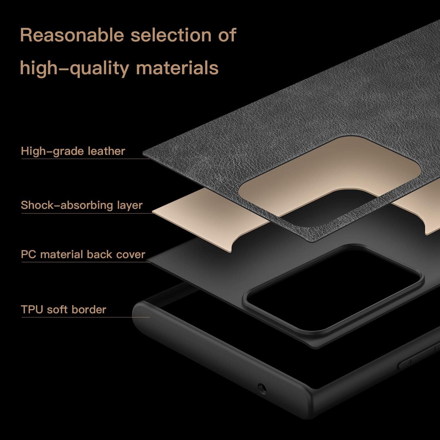 Kqimi Case for Samsung Galaxy Note 20 Ultra, Premium Leather Slim Stylish Soft Grip Shockproof Anti-Scratch Protection Cover Cases for Samsung Galaxy Note20 Ultra 5G (6.9") 2020 (Black)  Kqimi   