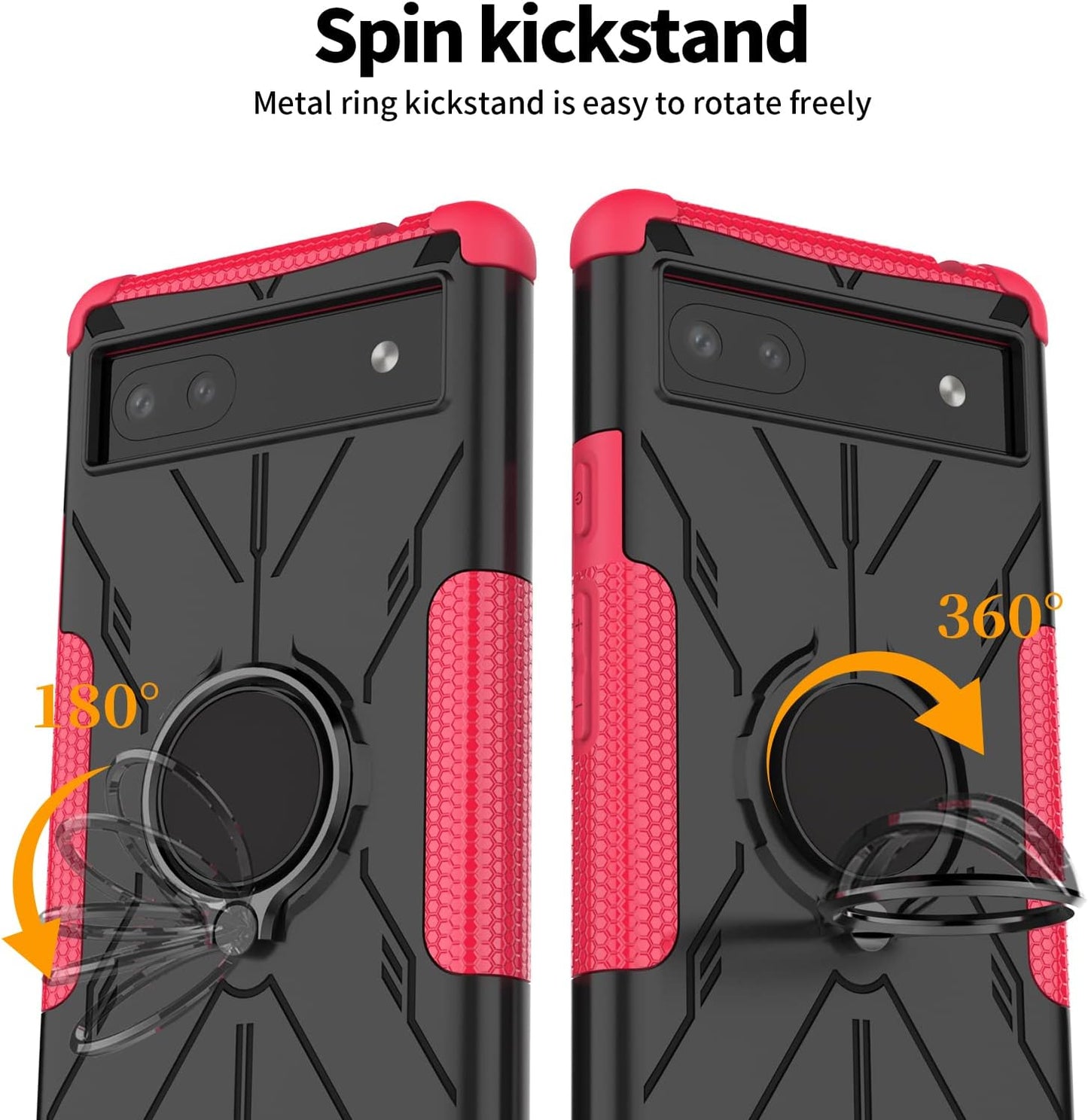 Military Case for Google Pixel 6A 5G 2022 Tough Rugged Dual Layer Case Hybrid Cover with 360°Ring Holder Kickstand for Google Pixel 6A 5G 2022  XBS-Better   