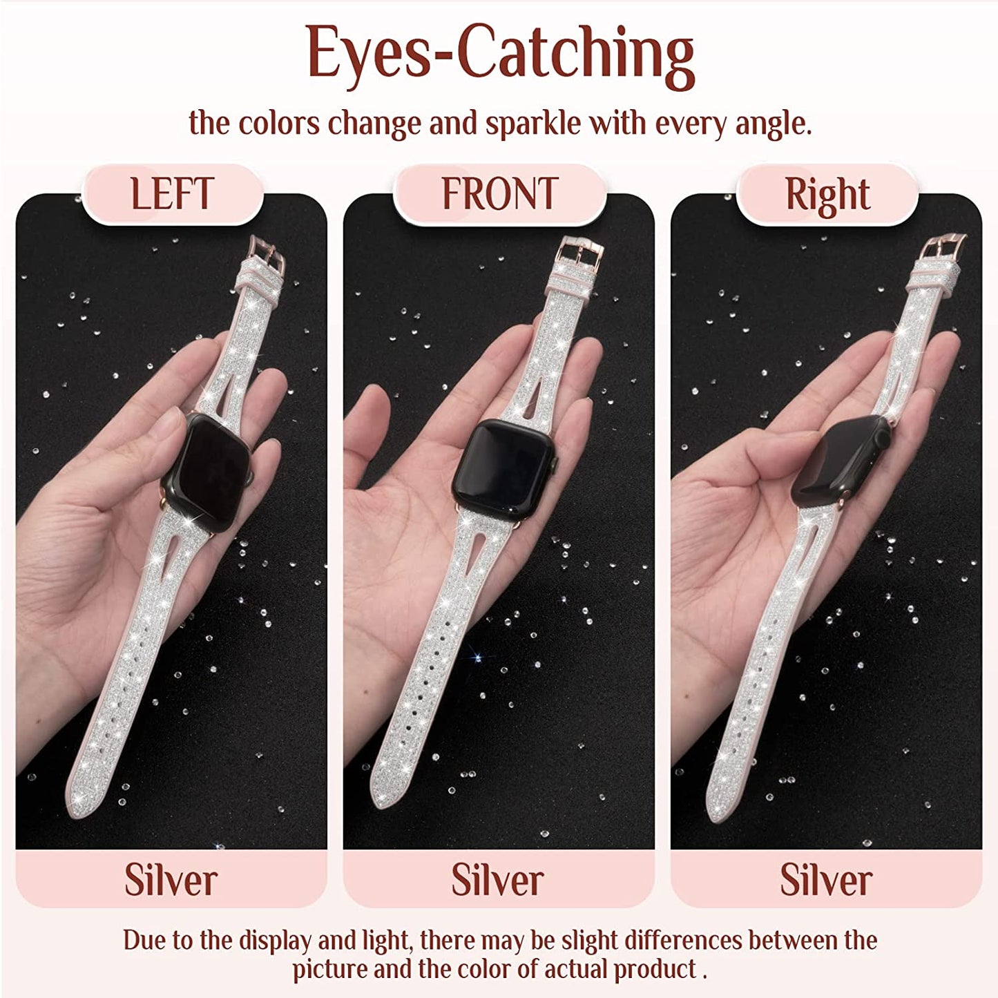 Goton Bling Band for Apple Watch Bands 49Mm 45Mm 44Mm 42Mm 41Mm 40Mm 38Mm Ultra Series 8 7 6 5 4 3 2 1 SE, Women Glitter Silicone Strap Accessories Designed for Iwatch All Series  Yin-Goton   