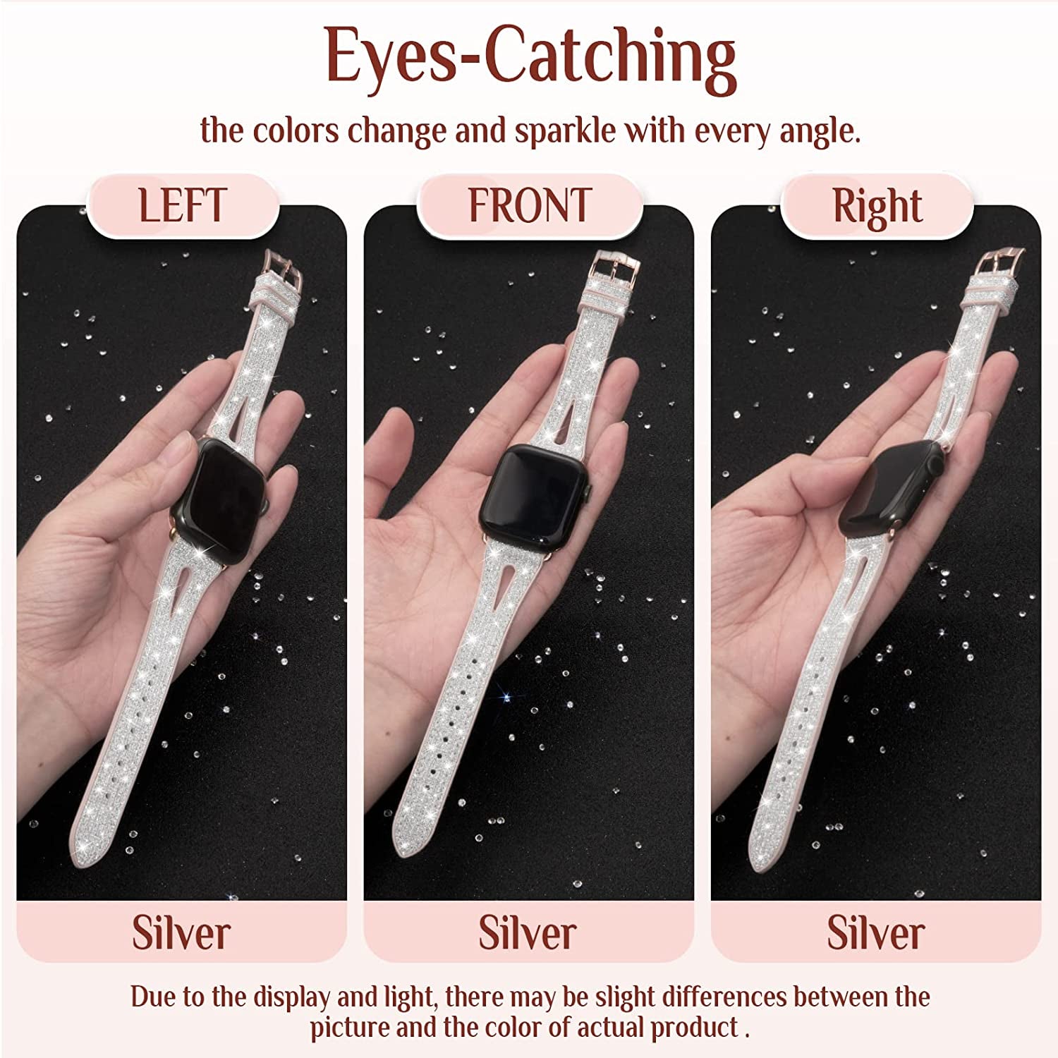 Goton Bling Band for Apple Watch Bands 49Mm 45Mm 44Mm 42Mm 41Mm 40Mm 38Mm Ultra Series 8 7 6 5 4 3 2 1 SE, Women Glitter Silicone Strap Accessories Designed for Iwatch All Series  Yin-Goton   