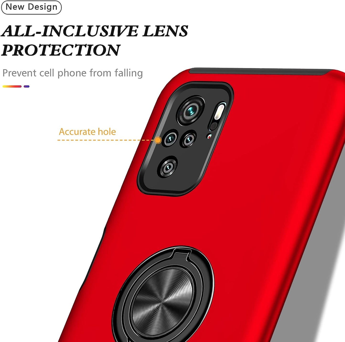Asuwish Compatible with Xiaomi Redmi Note 10/10S 4G Case and Tempered Glass Screen Protector Cover Slim Magnetic Ring Holder Cell Accessories Phone Cases for Redme Note10 S Note10S Women Men Red  Asuwish   