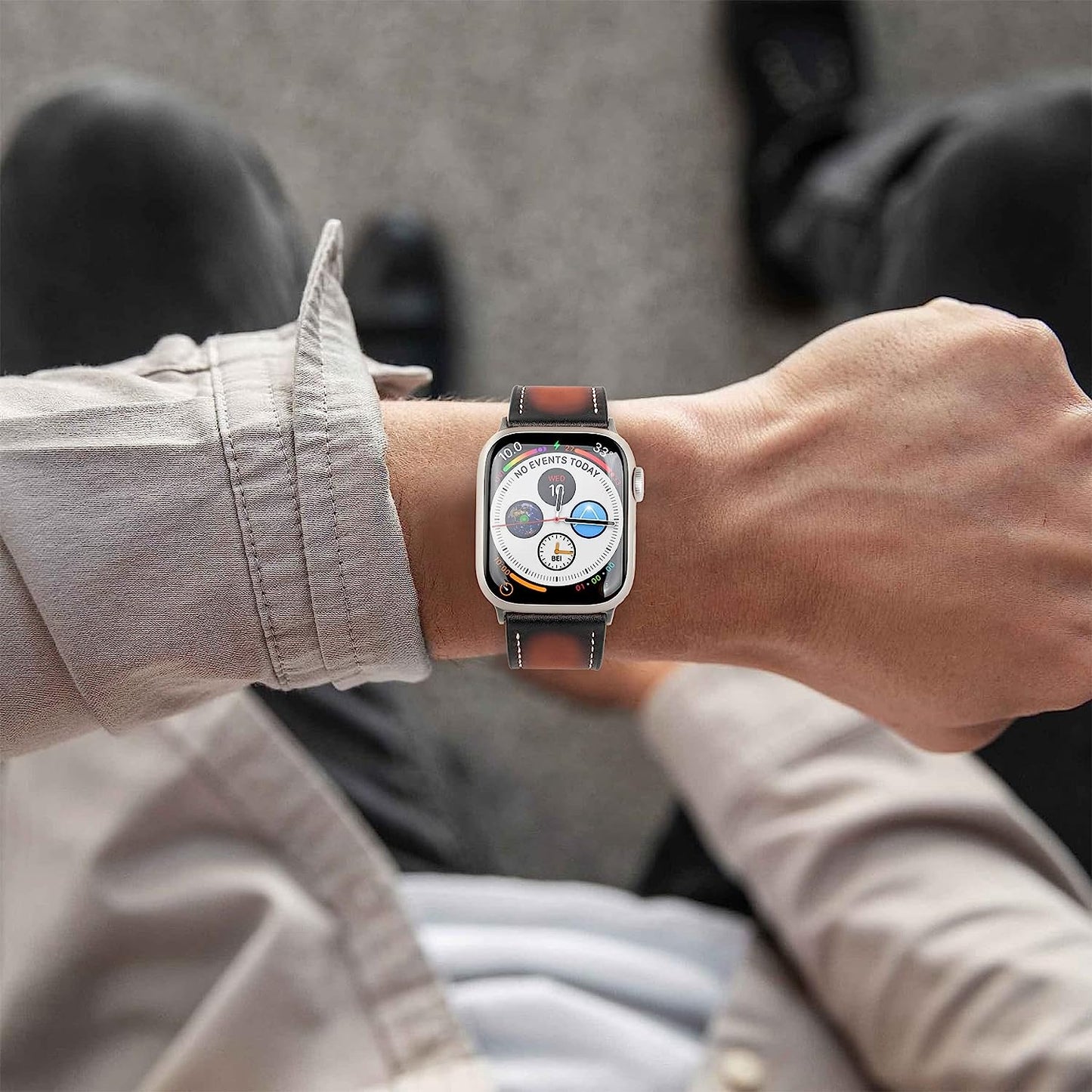 Deeplus Compatible with Apple Watch Band, Genuine Leather Bands 41Mm 40Mm 38Mm 45Mm 44Mm 42Mm Retro Replacement Strap for Iwatch SE Series 7 6 5 4 3 2 1  deeplus   