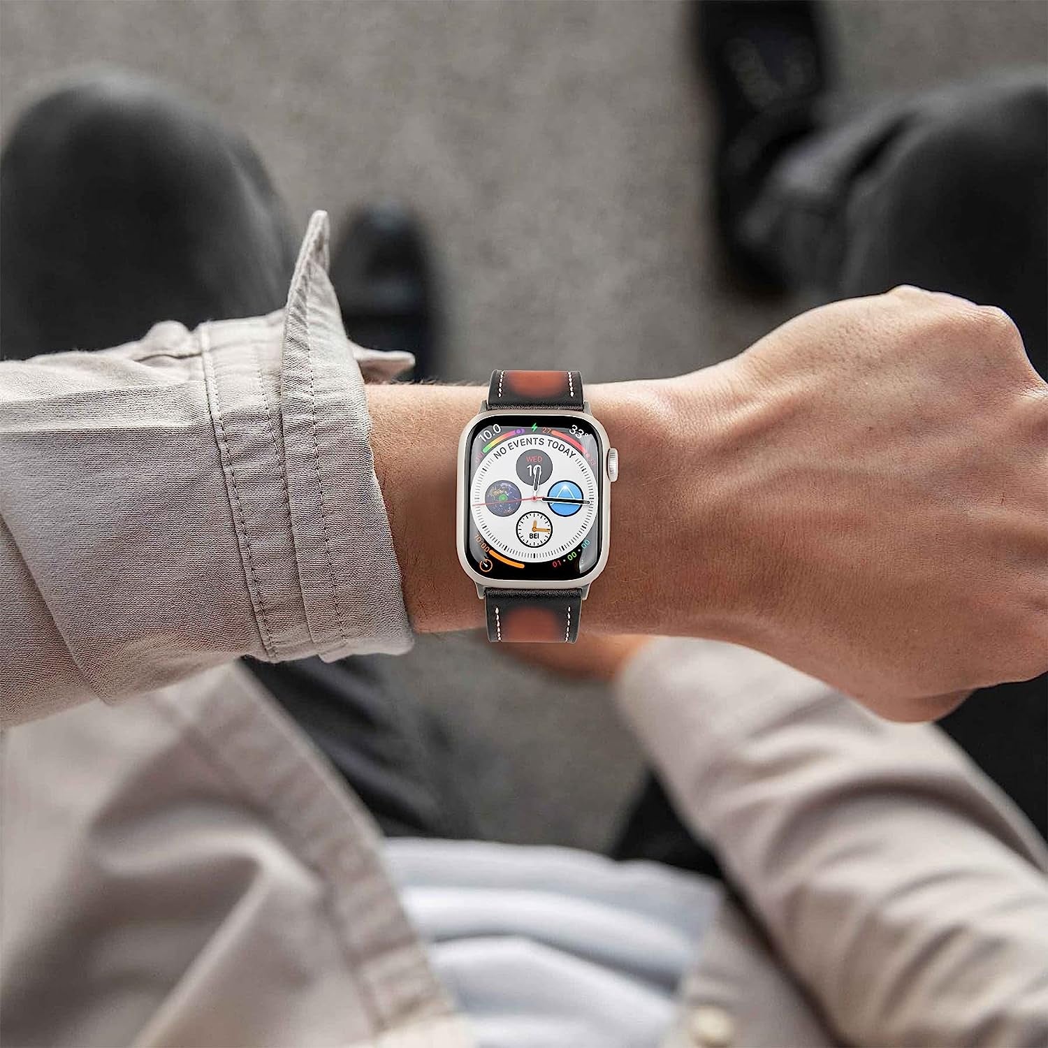 Deeplus Compatible with Apple Watch Band, Genuine Leather Bands 41Mm 40Mm 38Mm 45Mm 44Mm 42Mm Retro Replacement Strap for Iwatch SE Series 7 6 5 4 3 2 1  deeplus   