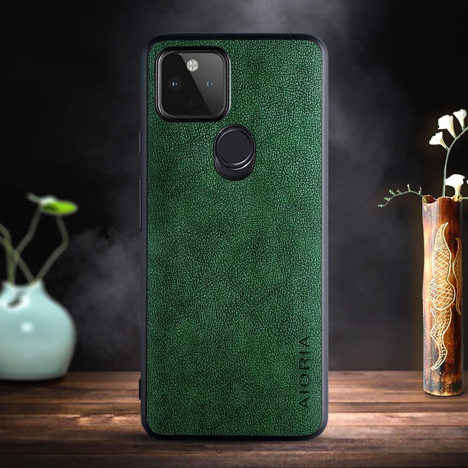 For Google Pixel 5 Case, 6.0 Inch Premium PU Leather Phone Cover Retro Design Full Protective Case for Google Pixel 5 5G (Green)  AIORIA   