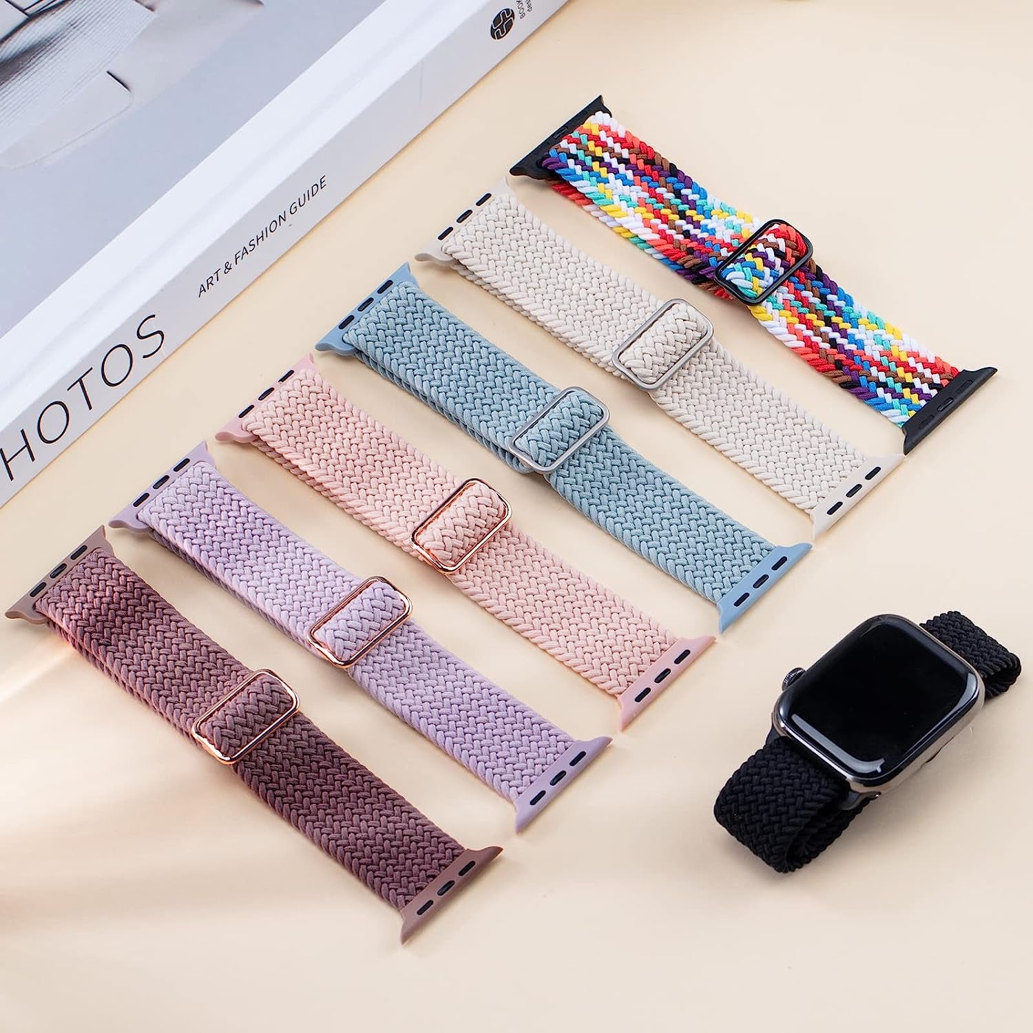 𝟐 𝐏𝐚𝐜𝐤 Stretchy Braided Compatible with Apple Watch Band 44Mm 45Mm 38Mm 40Mm 41Mm 42Mm 49Mm for Women Men, Adjustable and Comfortable Sport Wristbands for Iwatch Series 8 7 6 5 4 3 2 1 SE Ultra  KingofKings   