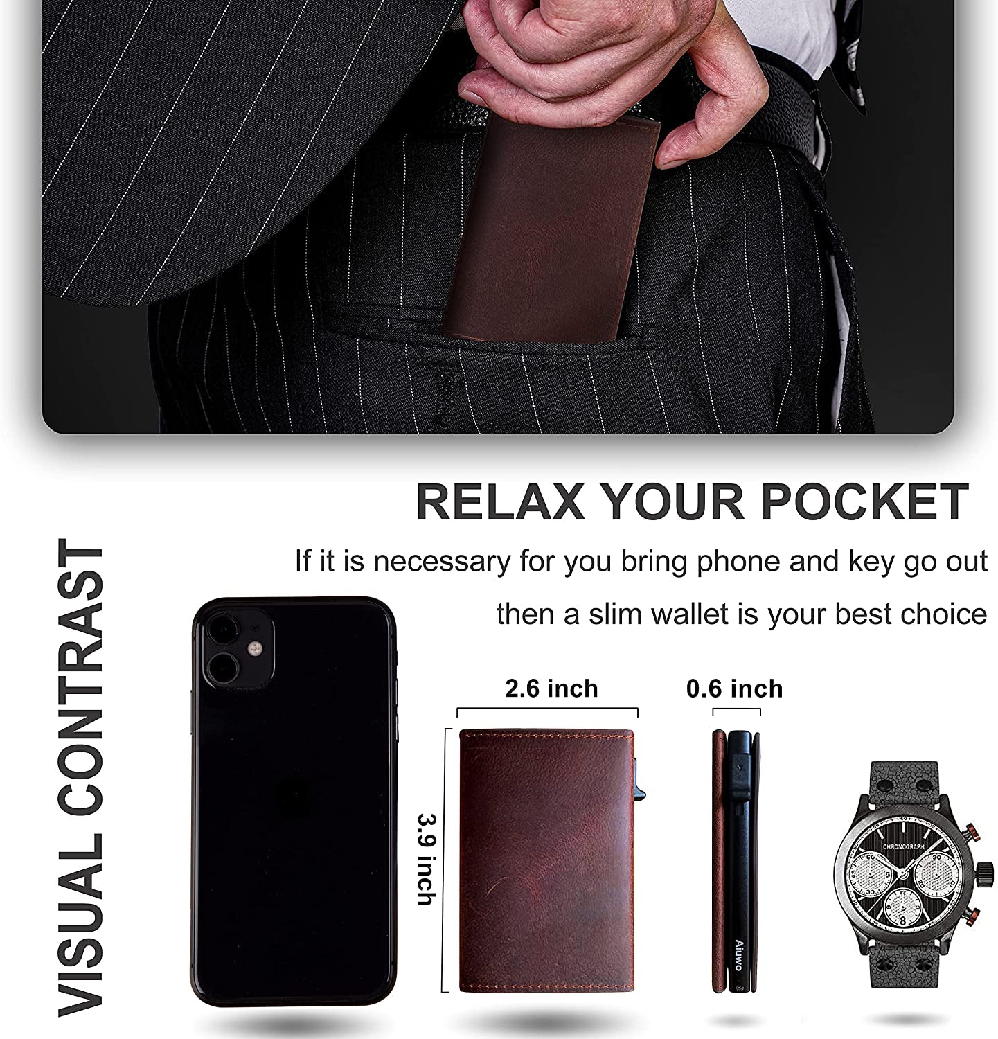 Aiuwo Wallet for Men Slim Wallet RFID Blocking Money Clip Wallets for Men,Minimalist Wallet for Men with Money Pocket  AIUWO   