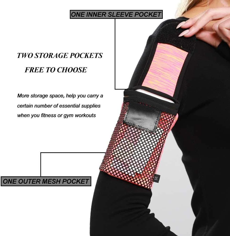 Ailzos Phone Armband Gym Phone Holder with Mesh Pocket, Running Armband Sleeve Pouch for Iphone X/Xr/Xs/8 7 Plus/6/6S, Universal Arm Band Cell Phone Arm Holder for Galaxy S10 S9 S8 S7 S6 Edge, Pink, M  Ailzos   