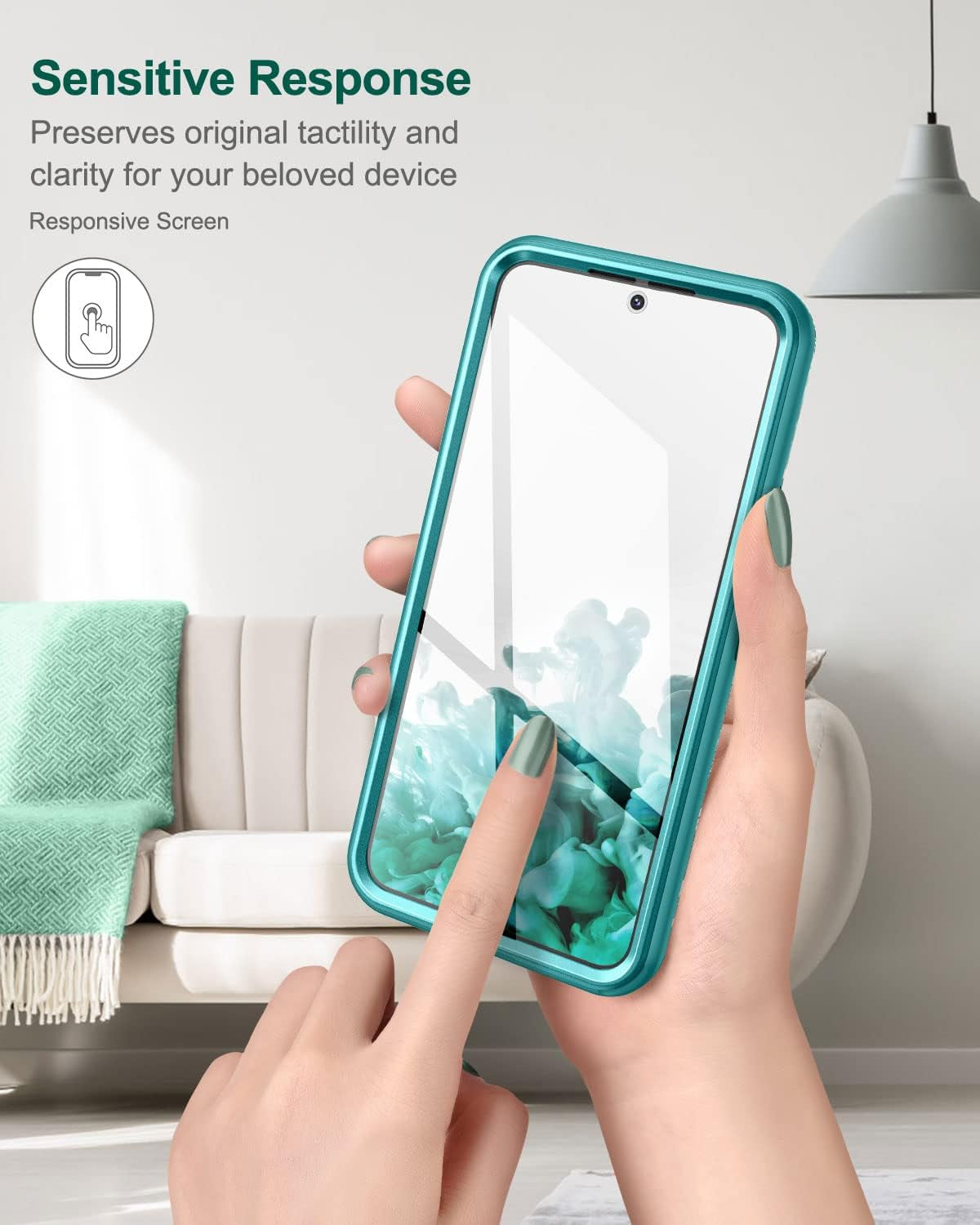 SURITCH for Samsung Galaxy S22 Case, [Built-In Screen Protector] Full Body Protection Shockproof Rugged Bumper Slim Soft Silicone Protective Cover for Galaxy S22 6.1 Inch (Green Mandala)  SURITCH   